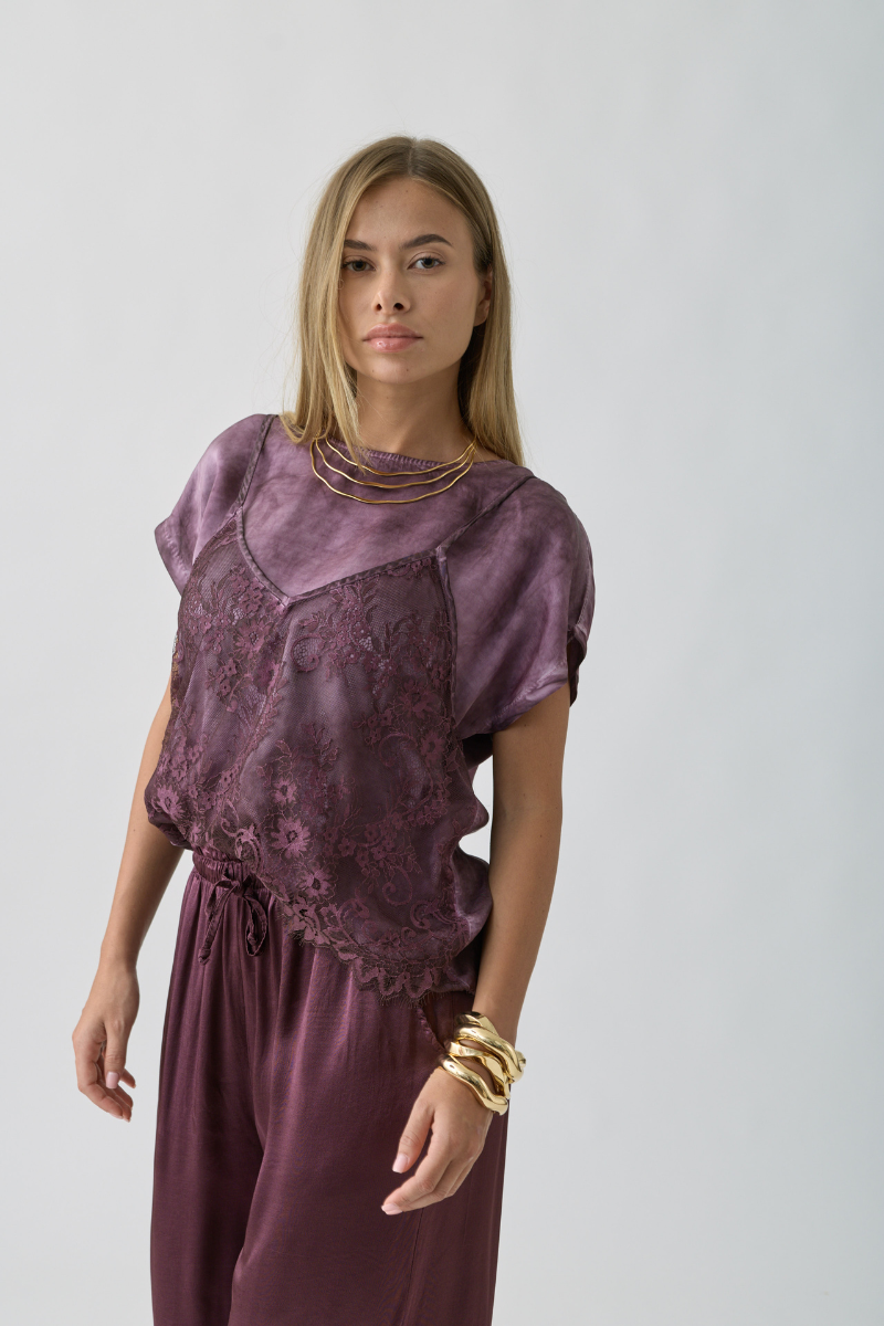 Blusa Combinata malva|Colore:Malva