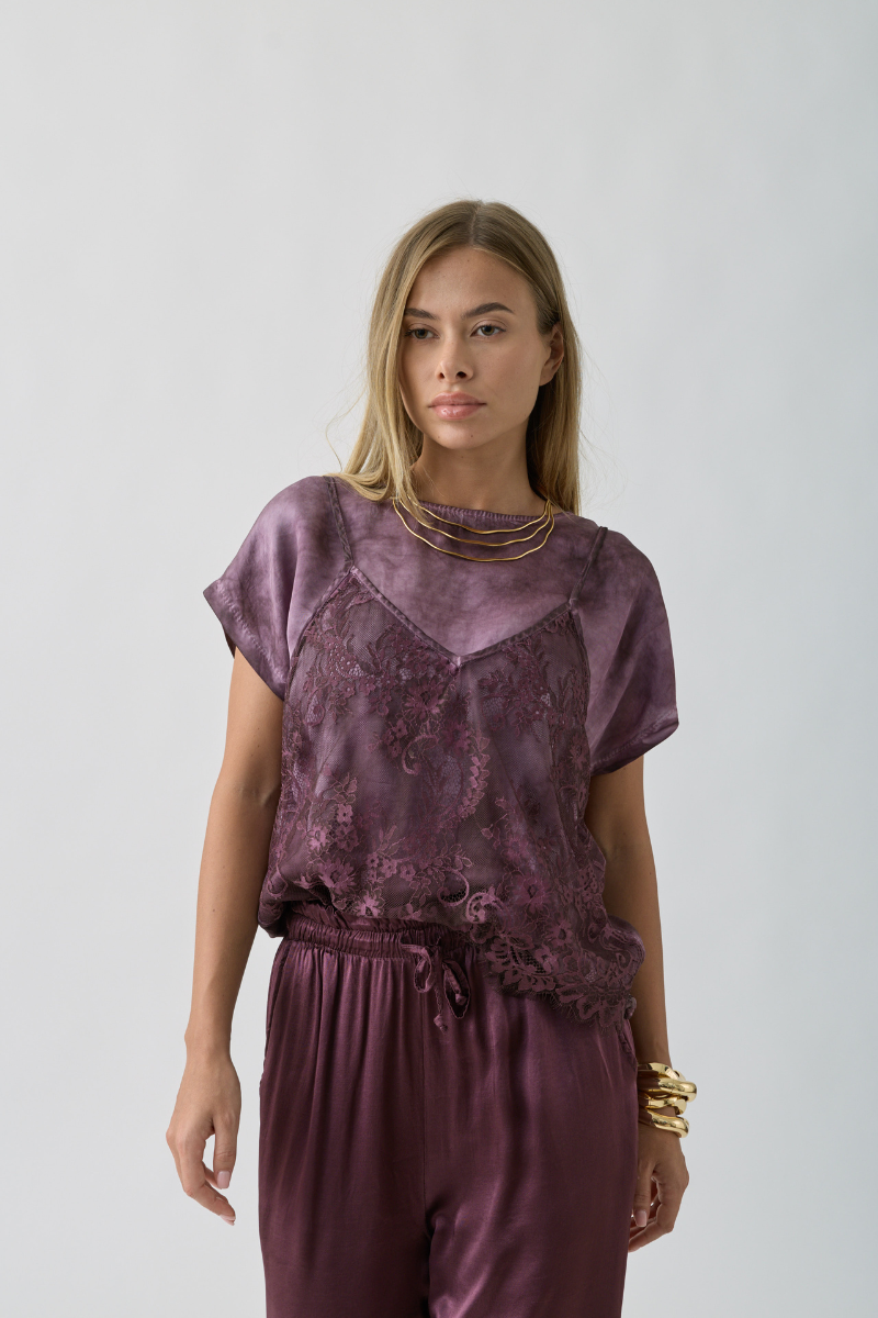 Blusa Combinata malva|Colore:Malva