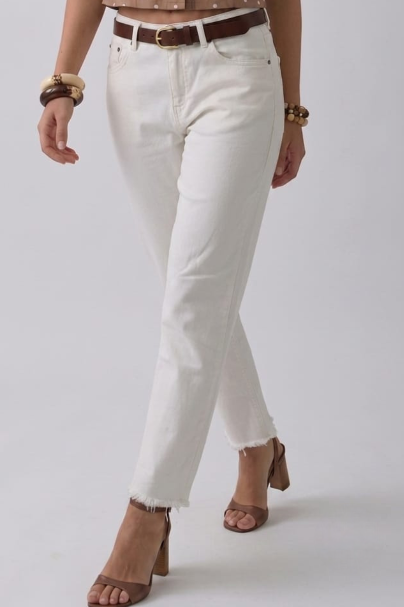 Pantalone Zampetta Sfrangiato Bianco|Colore:Bianco