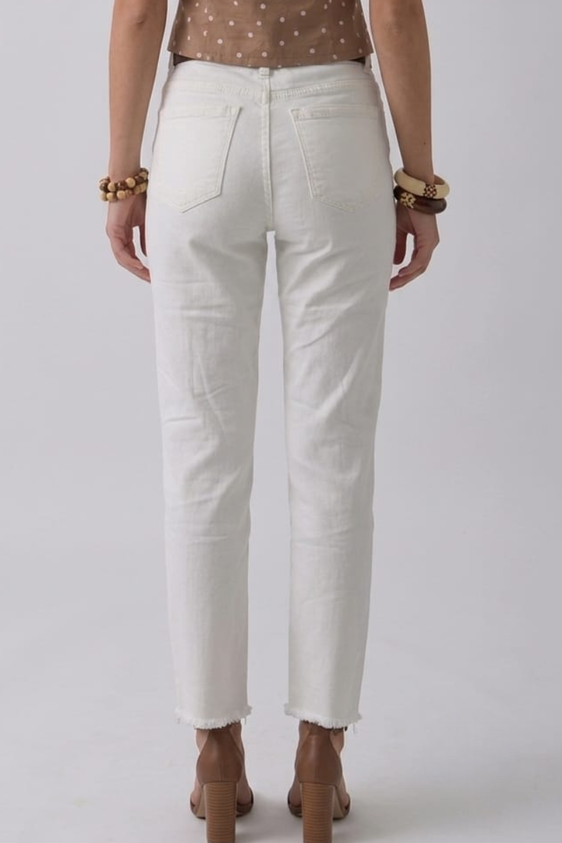 Pantalone Zampetta Sfrangiato Bianco|Colore:Bianco