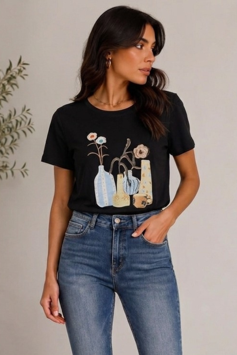 T-Shirt Art Nero|Colore:Nero