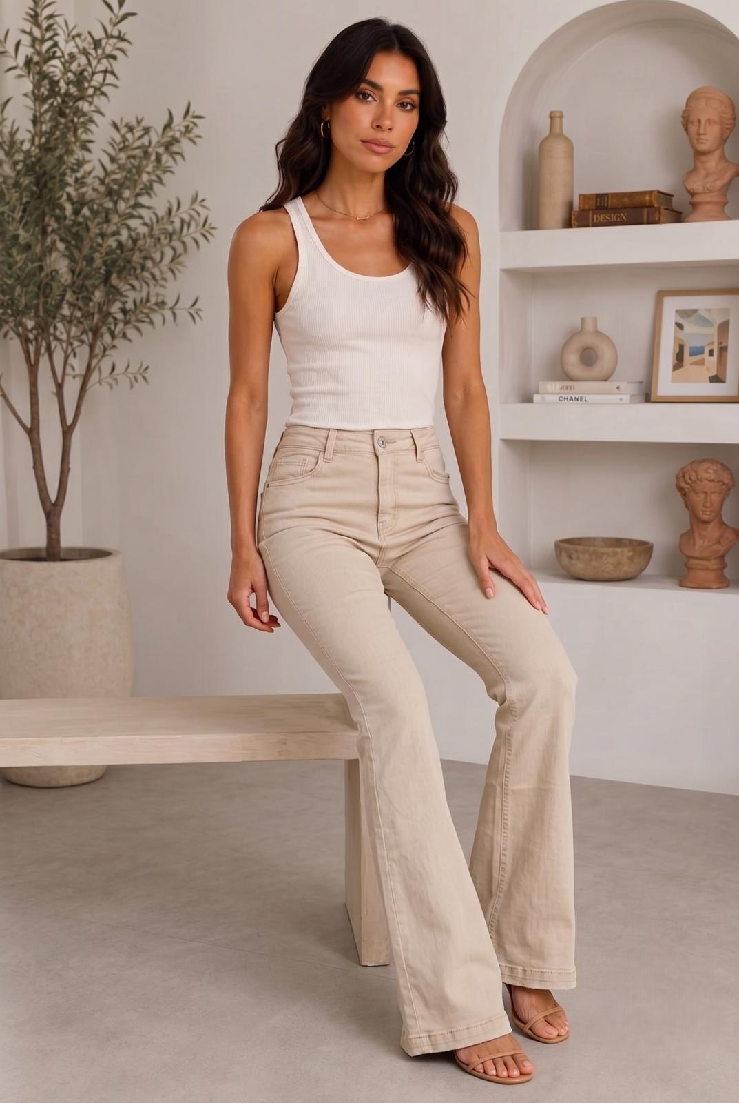 Pantalone Zampa Push Up Beige|Colore:Beige