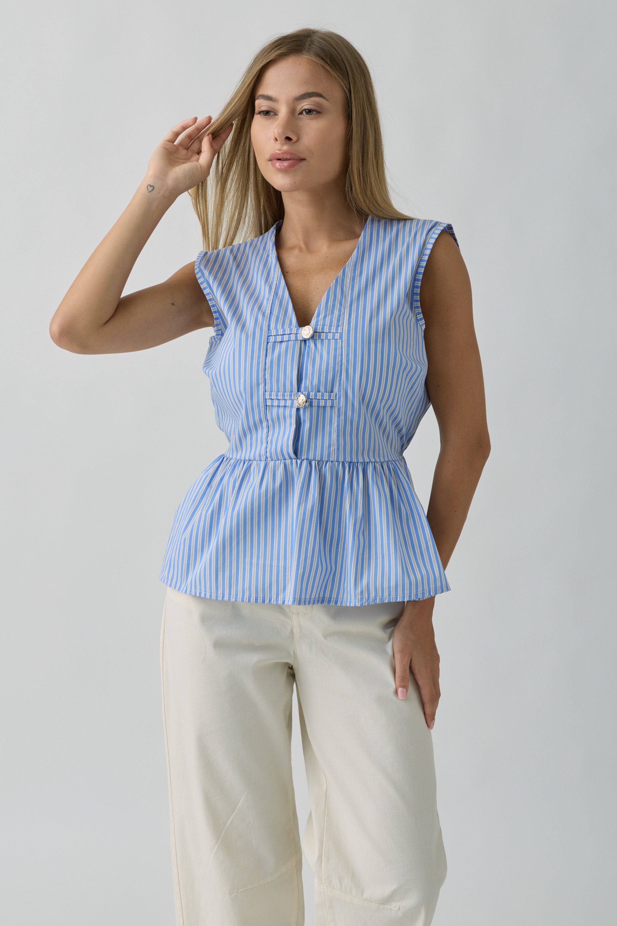 Camicia Con Bottoni Gioiello celeste|Colore:Celeste