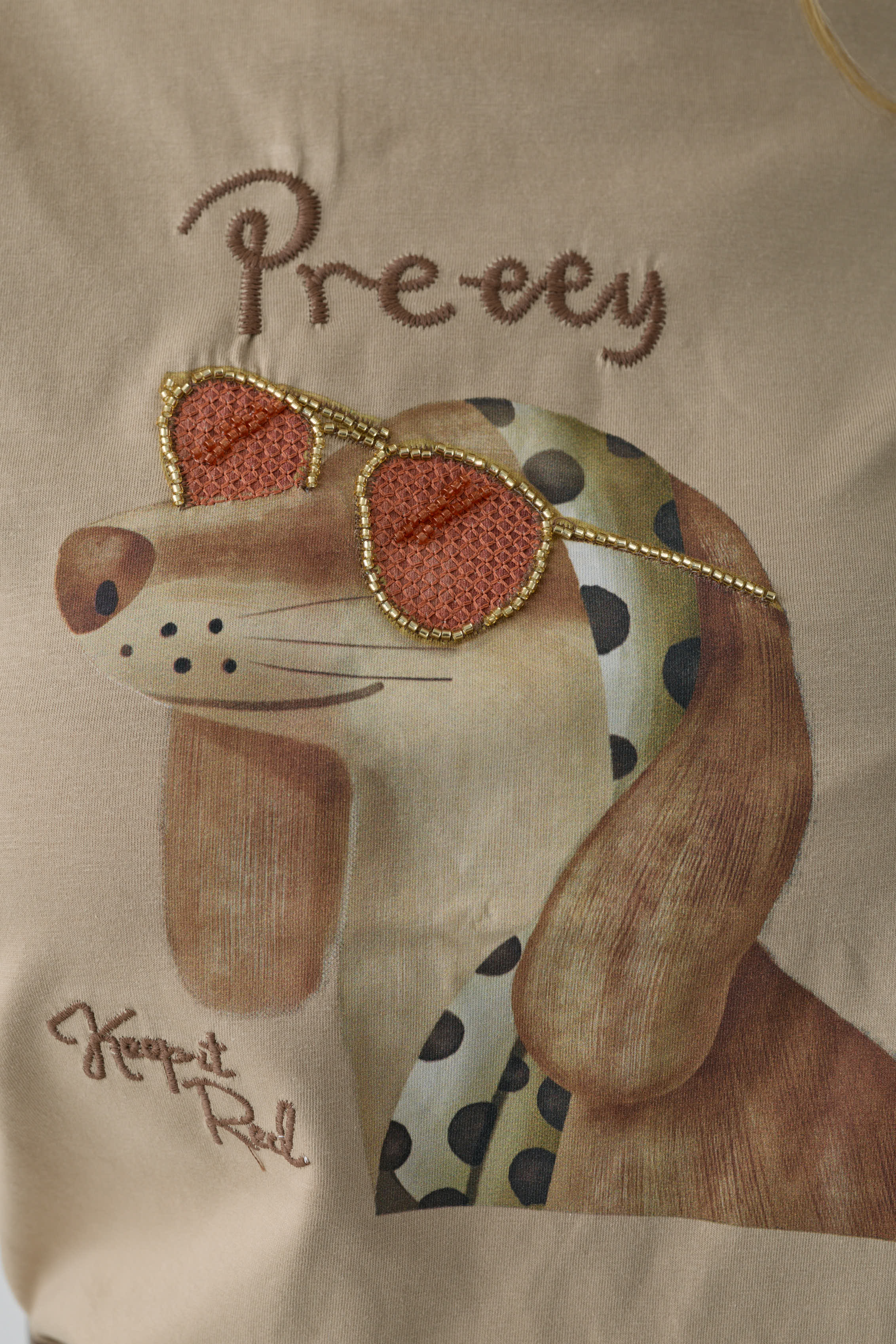 T-Shirt Doggy beige scuro|Colore:Beige scuro
