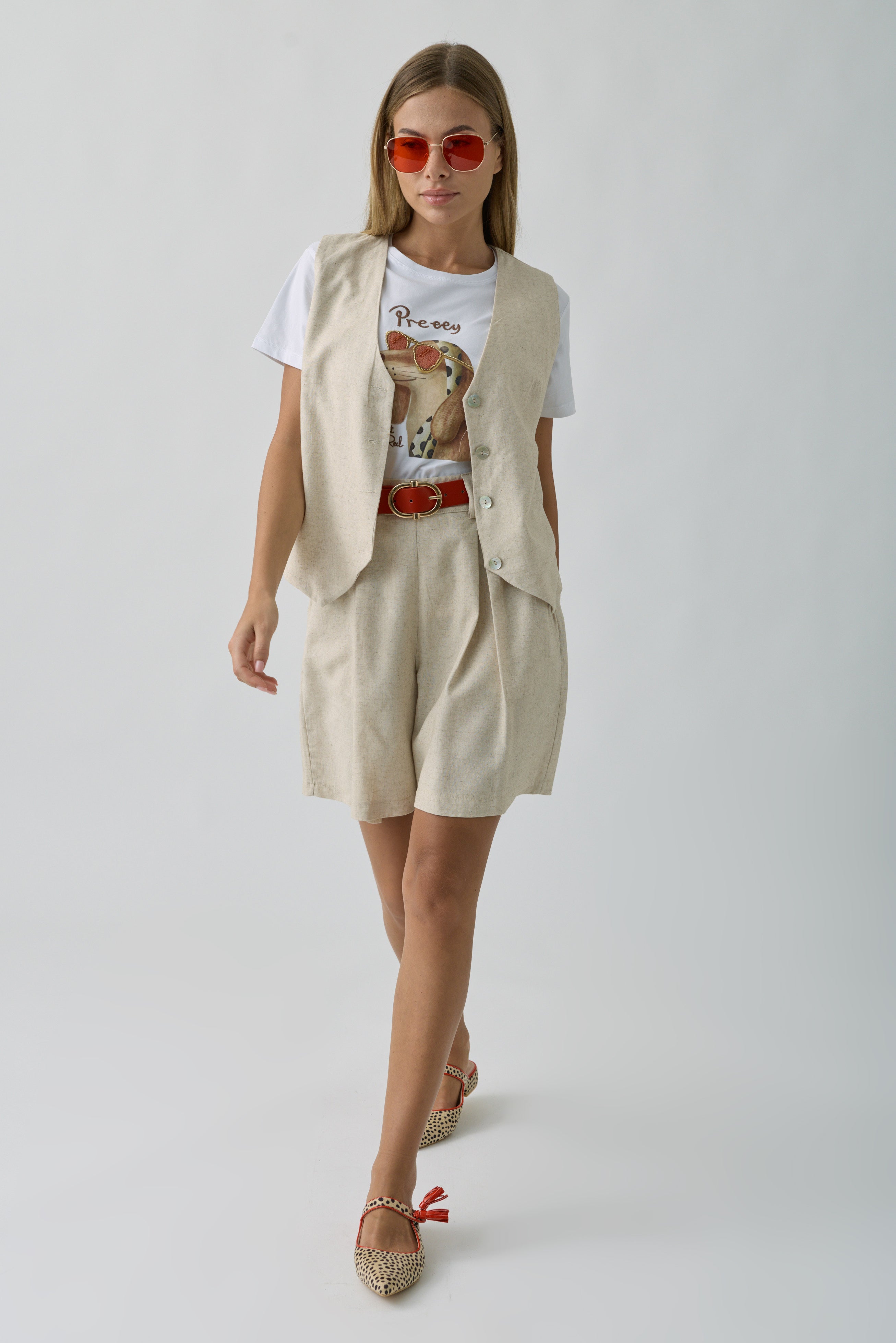 Coordinato Imma Con Shorts beige|Colore:Beige
