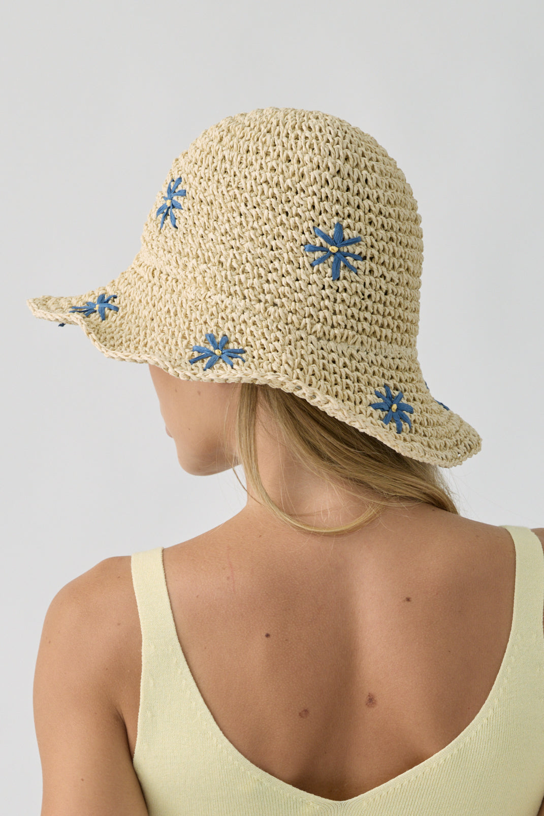 Cappello Rafia fiori avion|Colore:Avion