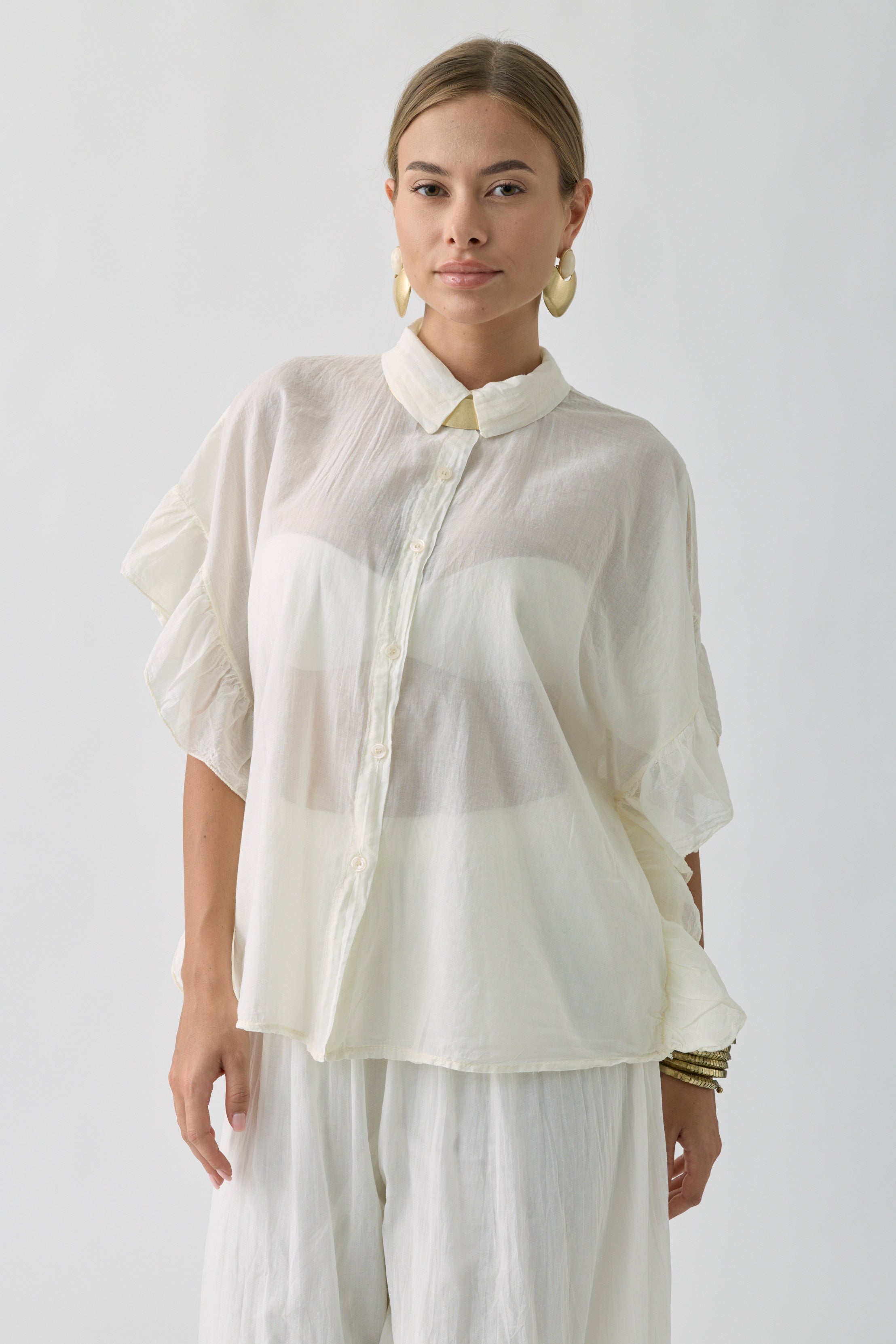 Camicia Volant burro|Colore:Burro