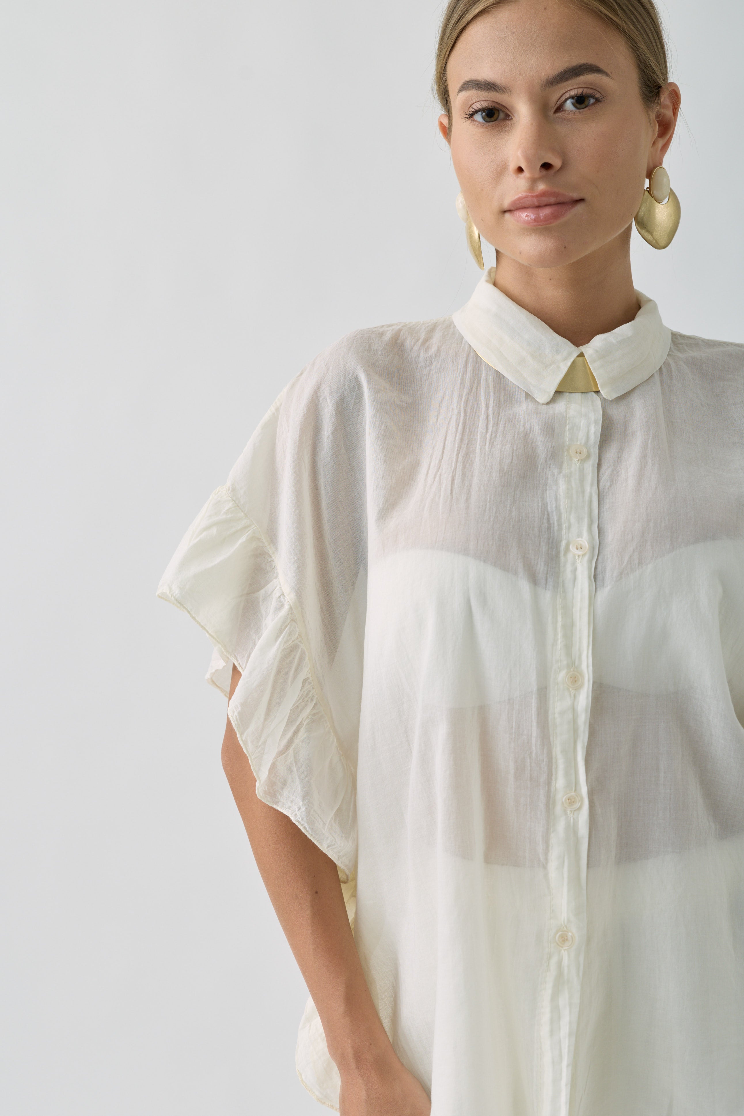 Camicia Volant burro|Colore:Burro
