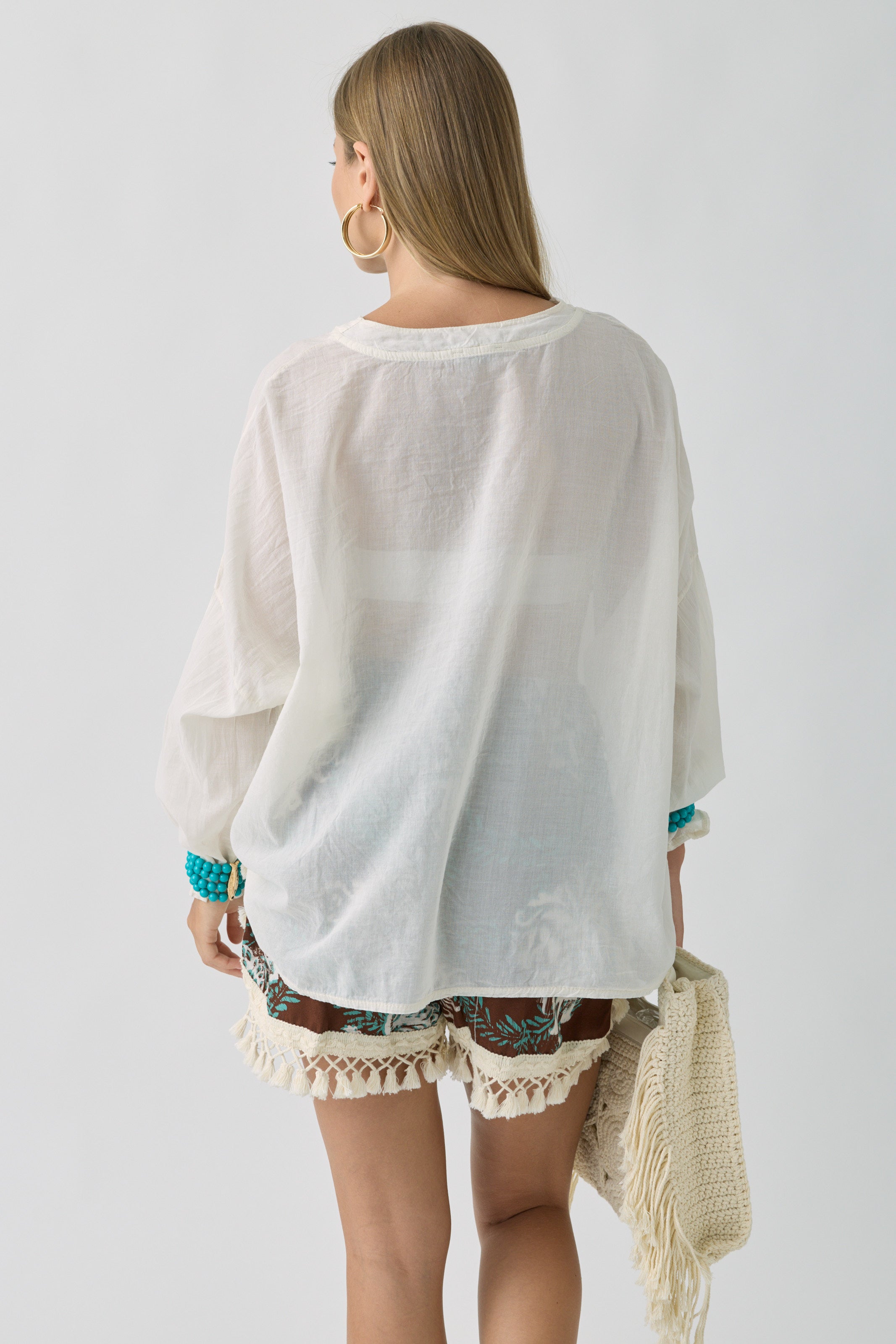Blusa Over Scollo V panna|Colore:Panna