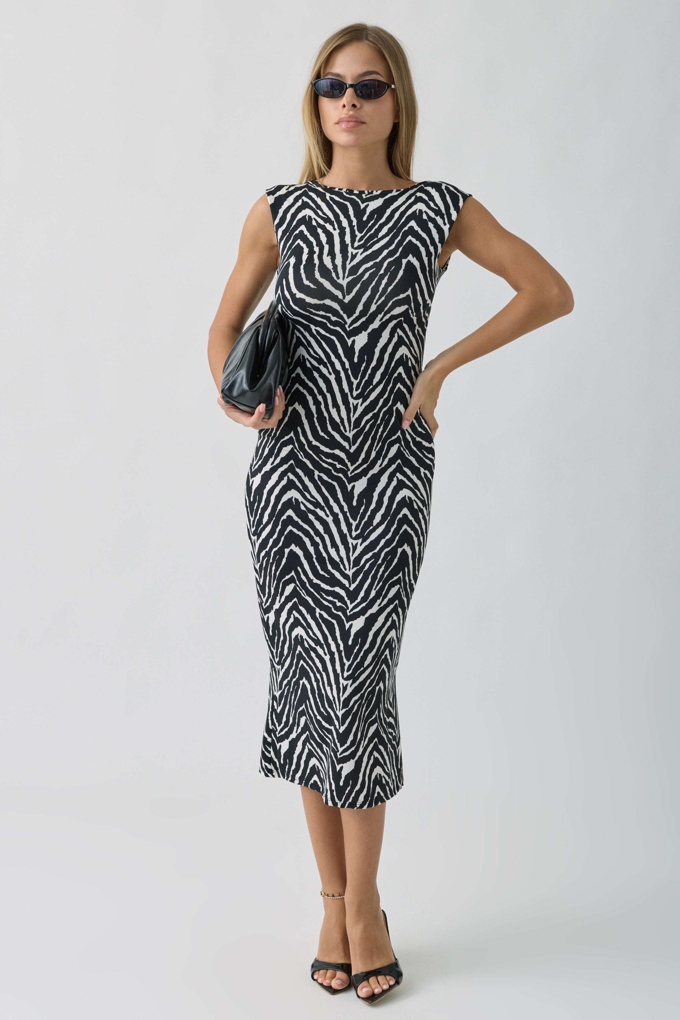 Abito Stampa Zebra nero|Colore:Nero