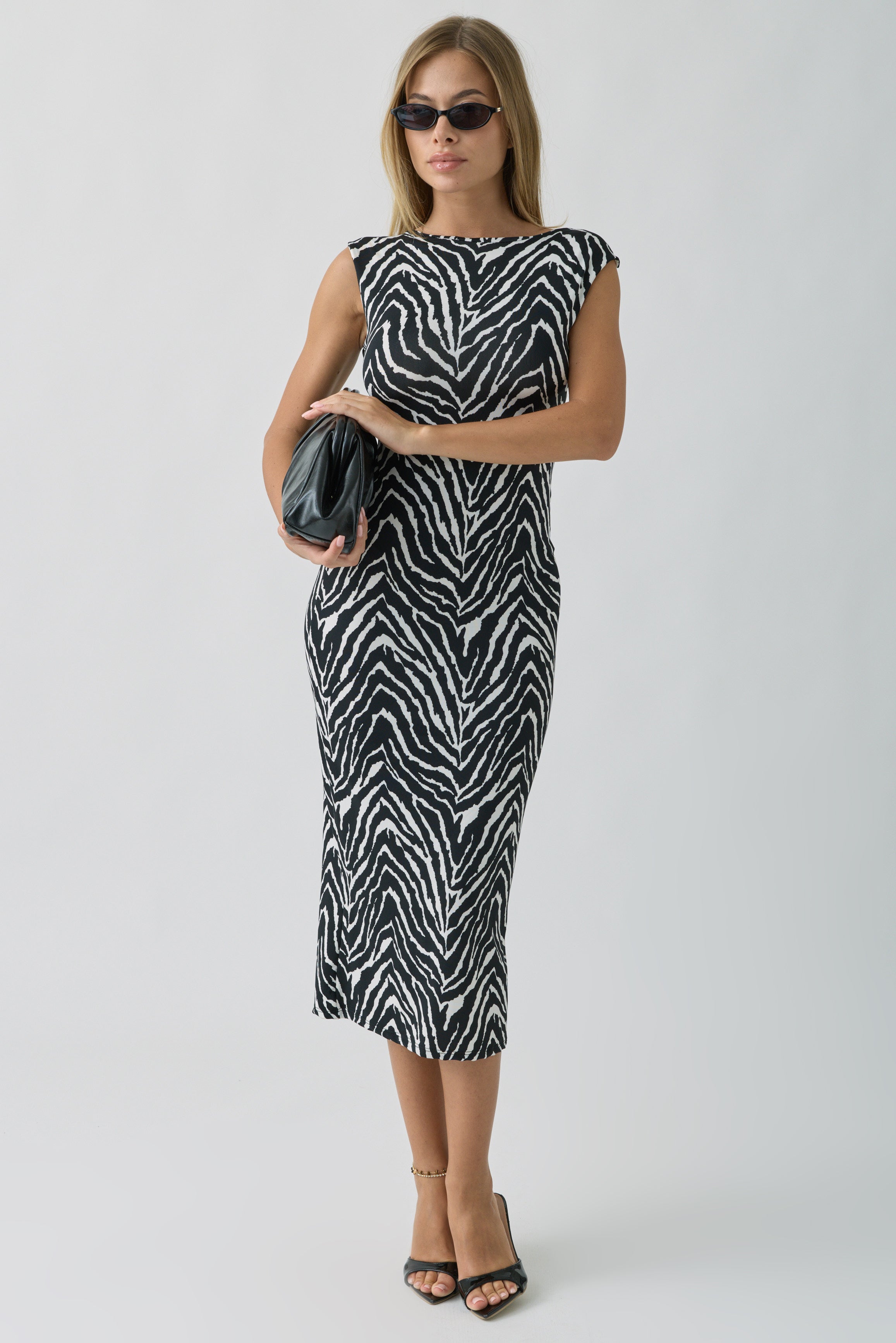 Abito Stampa Zebra nero|Colore:Nero
