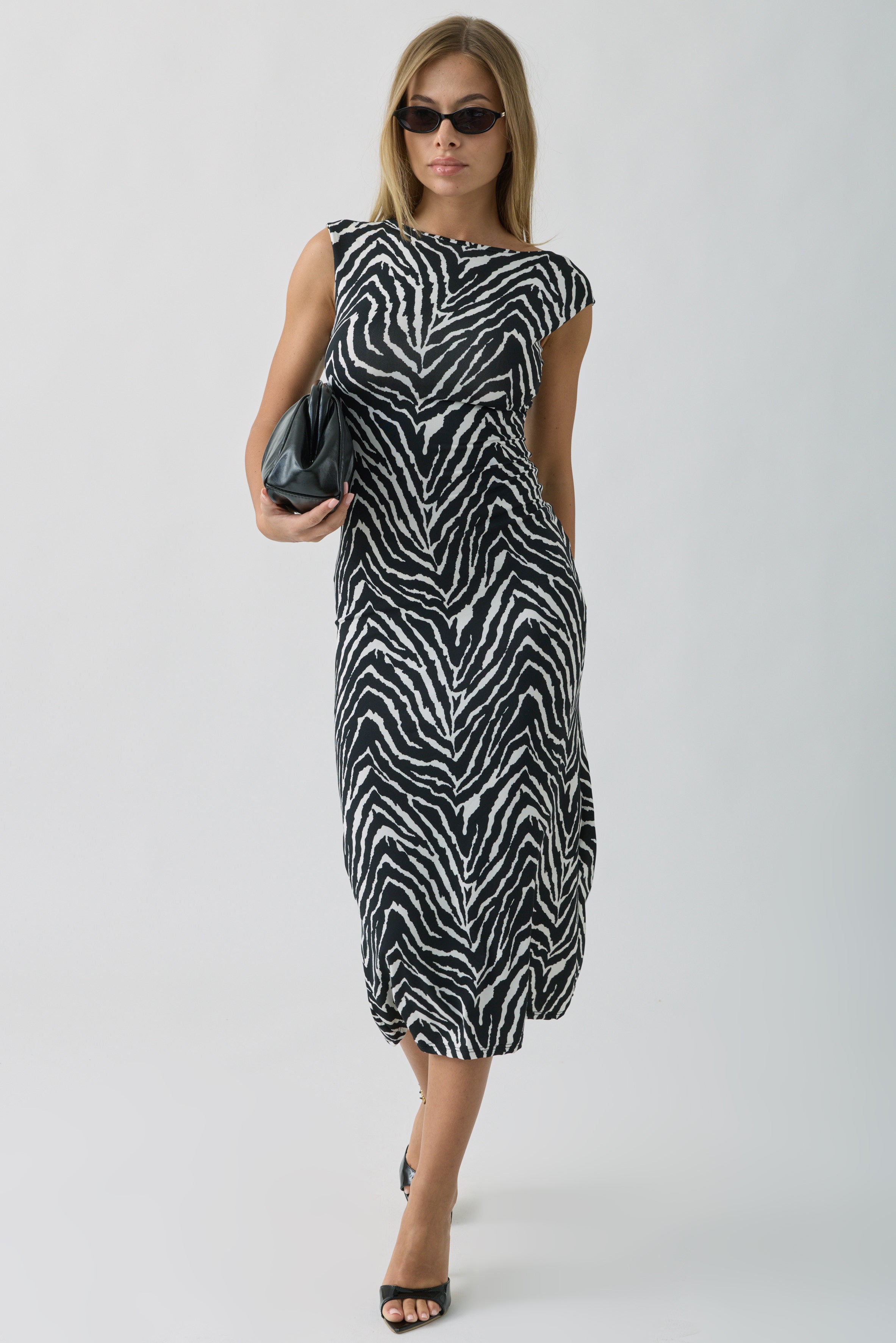 Abito Stampa Zebra nero|Colore:Nero