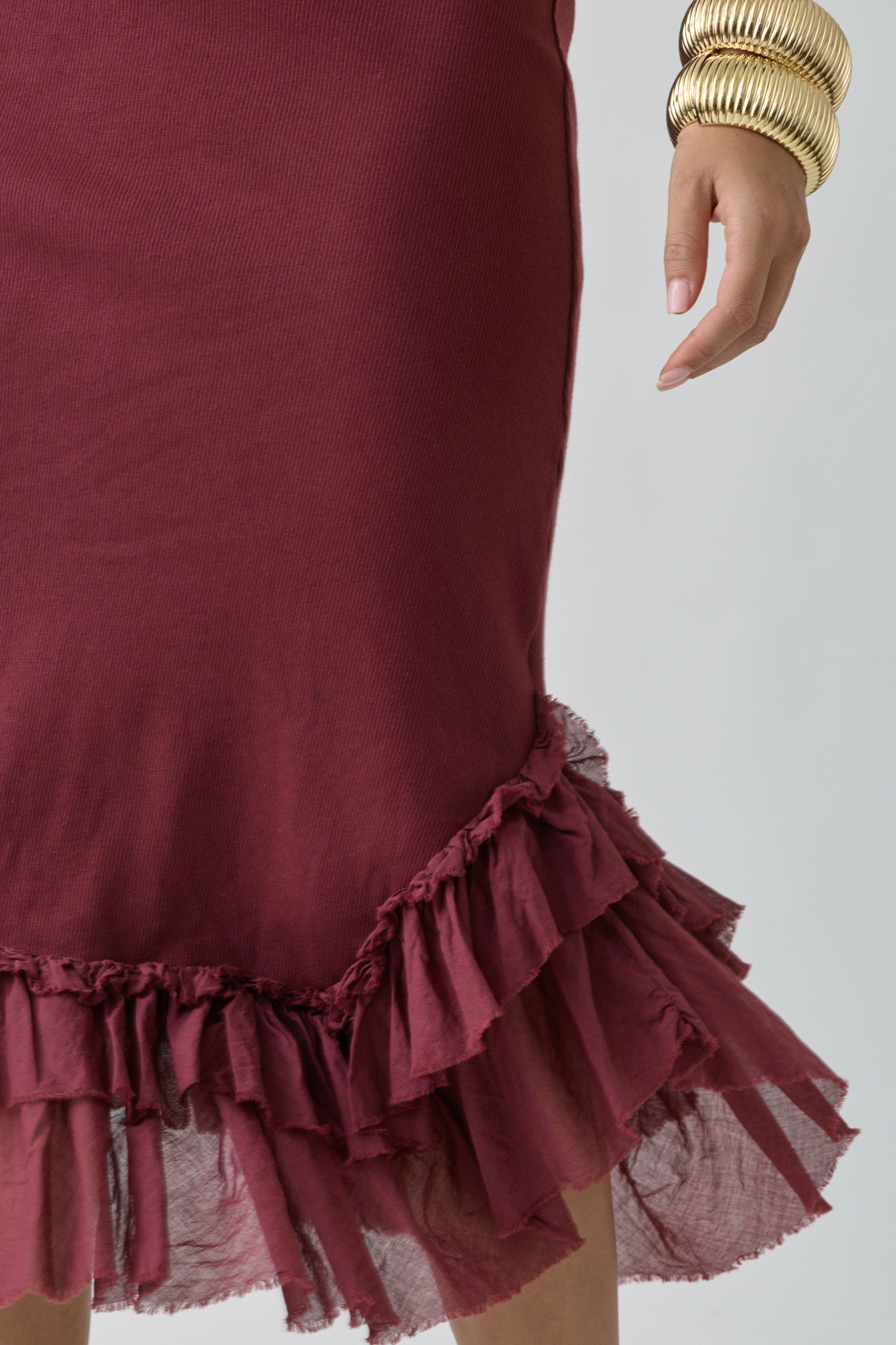Abito Con Balze bordeaux|Colore:Bordeaux