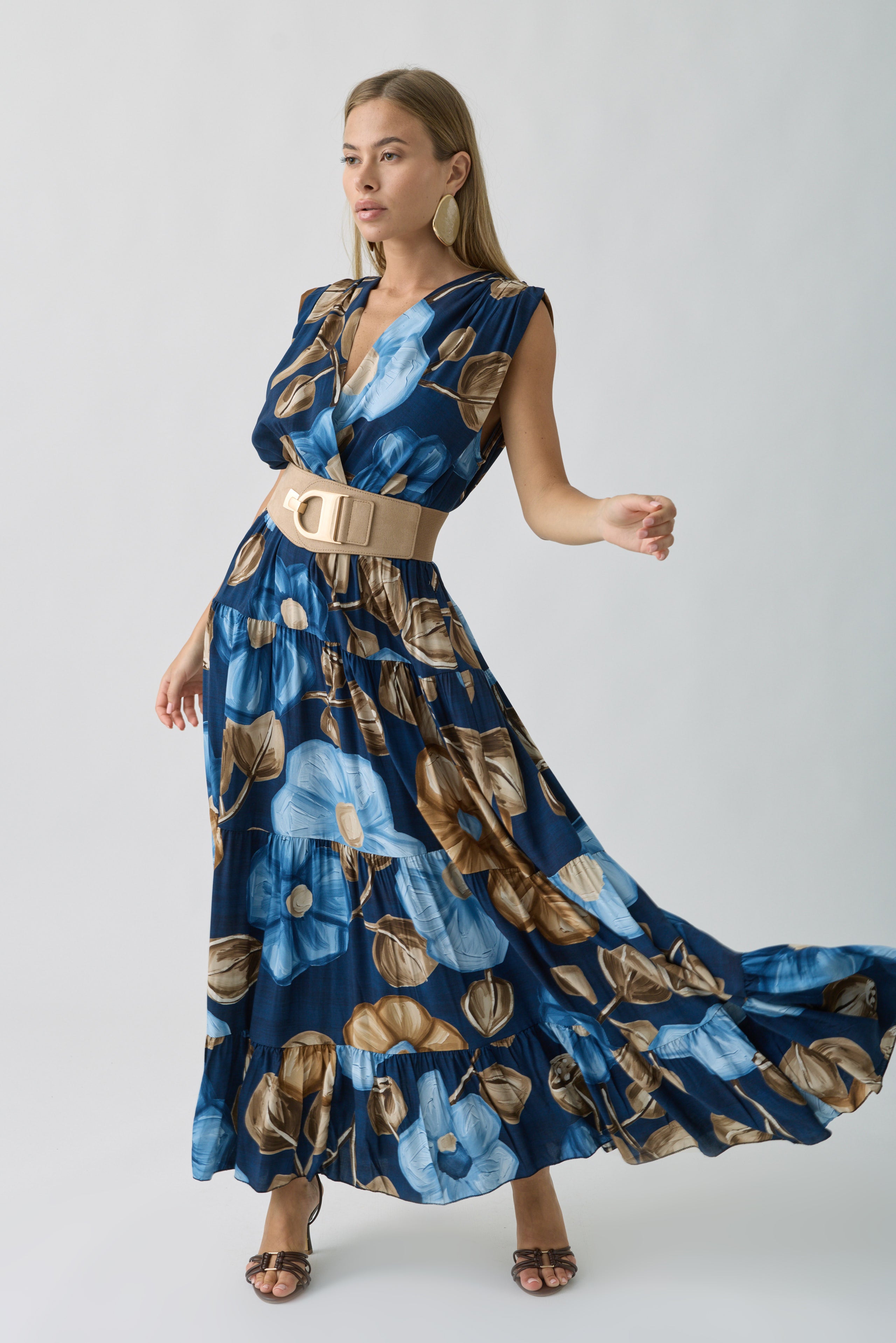 Abito Fiori Blu|Colore:Blu