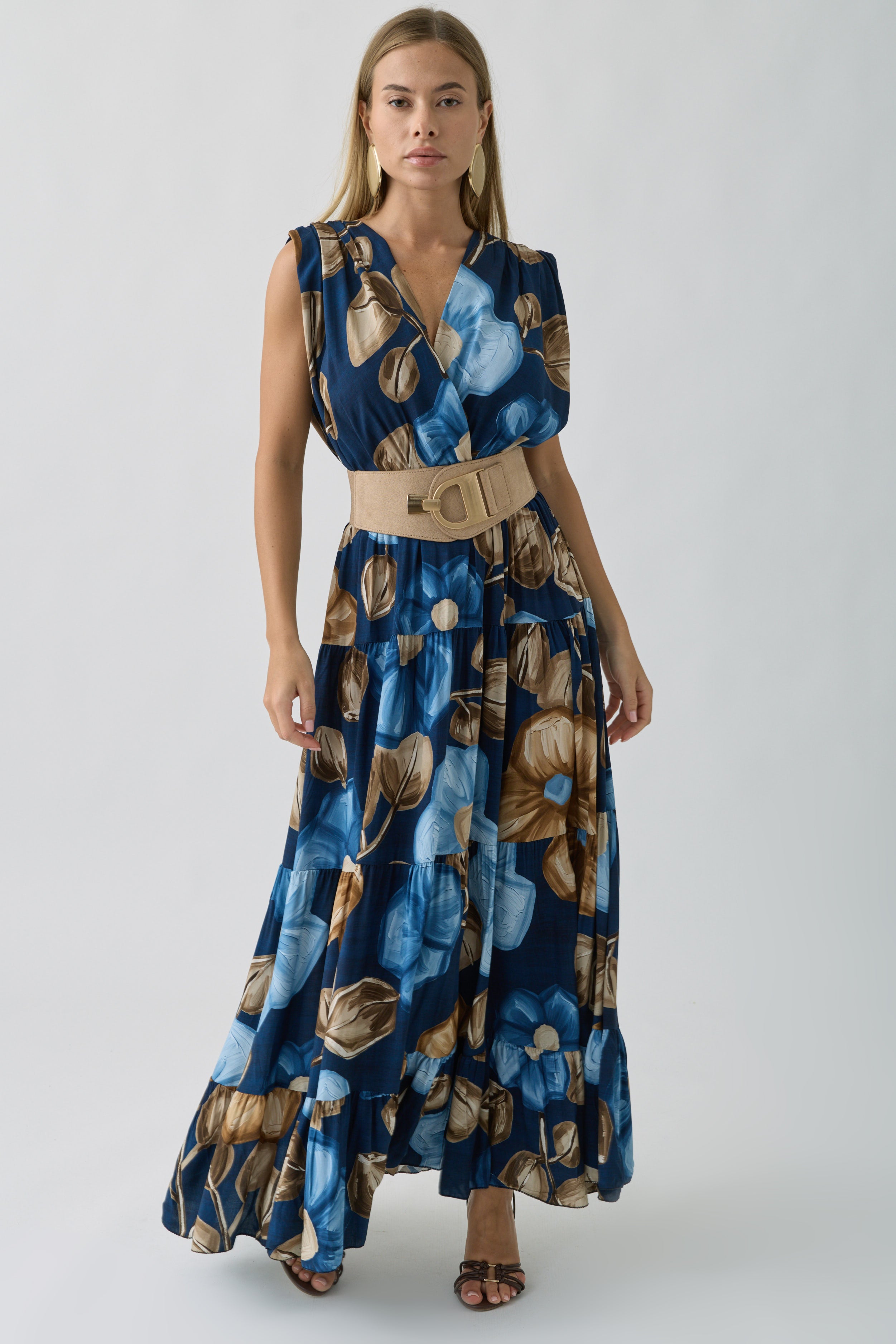 Abito Fiori Blu|Colore:Blu