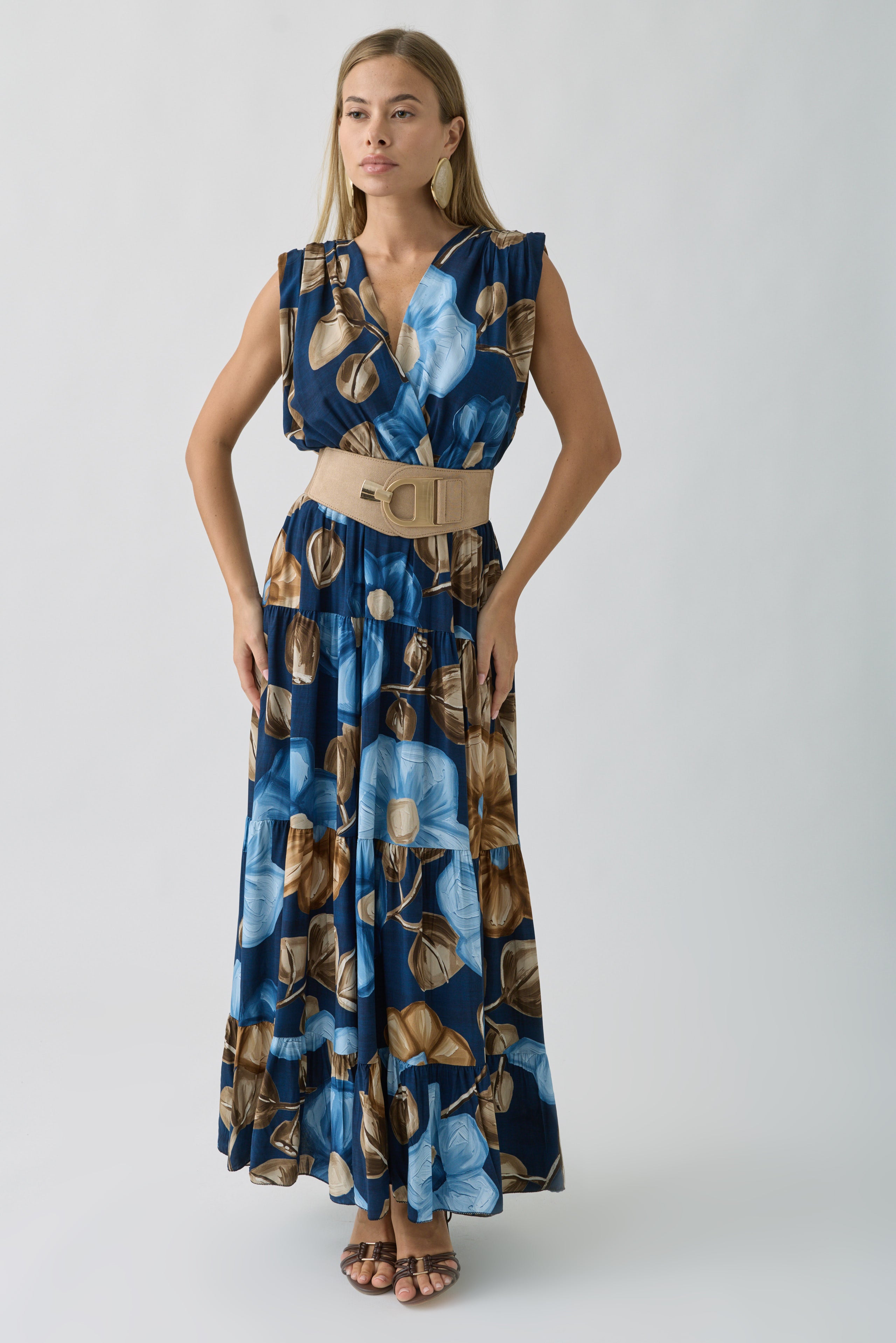 Abito Fiori Blu|Colore:Blu