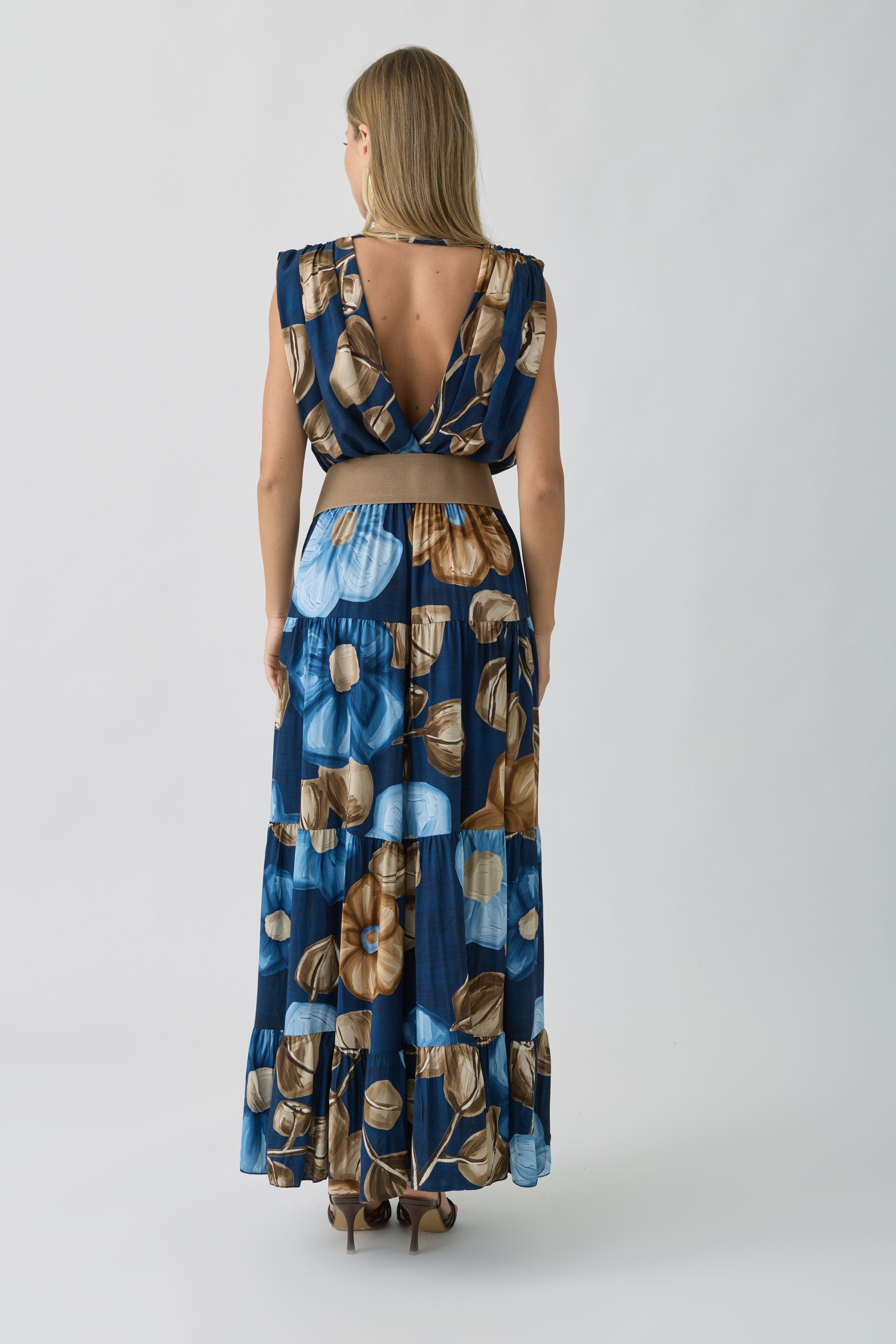 Abito Fiori Blu|Colore:Blu