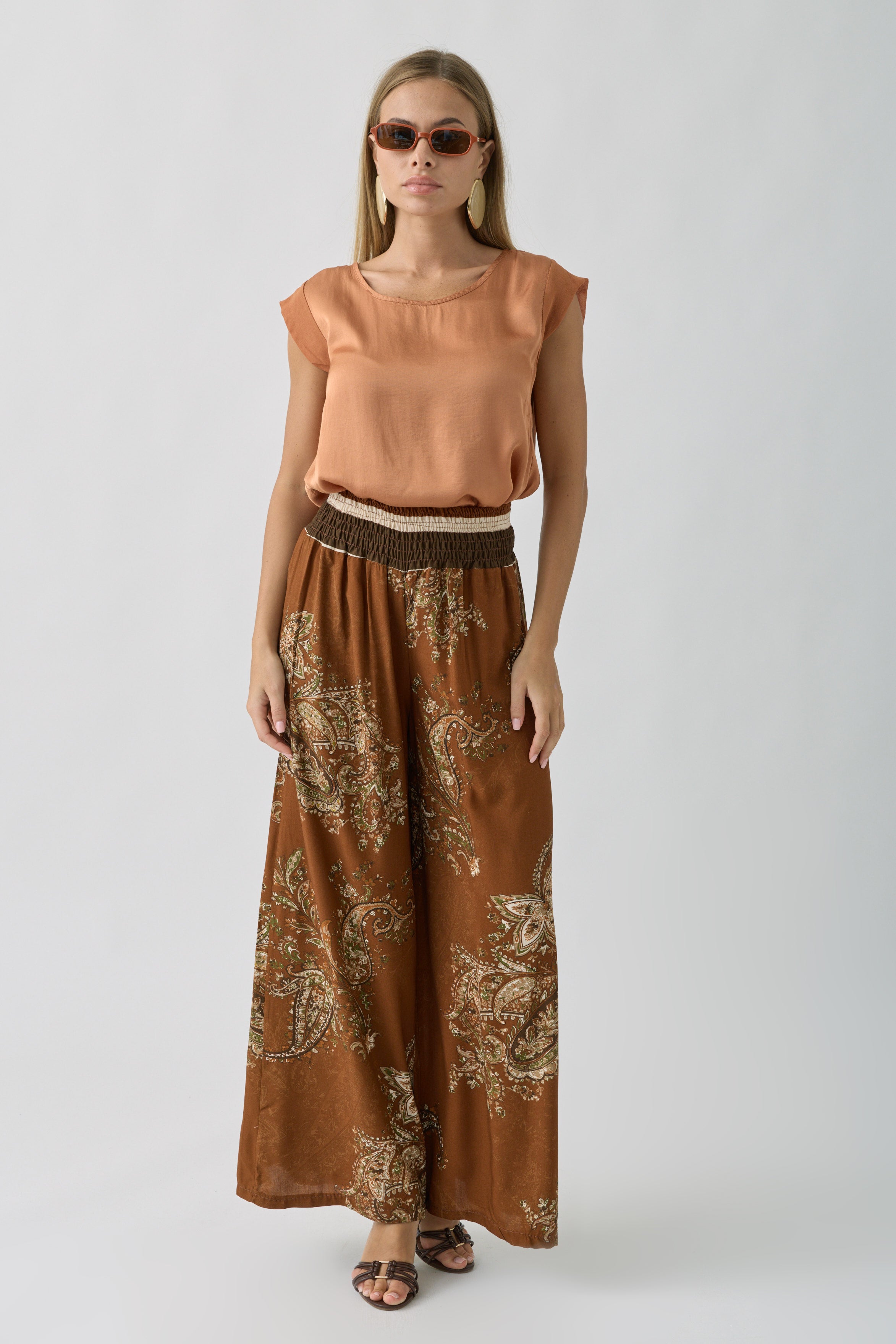 Pantalone Fantasia Cashmere Coccio|Colore:Coccio