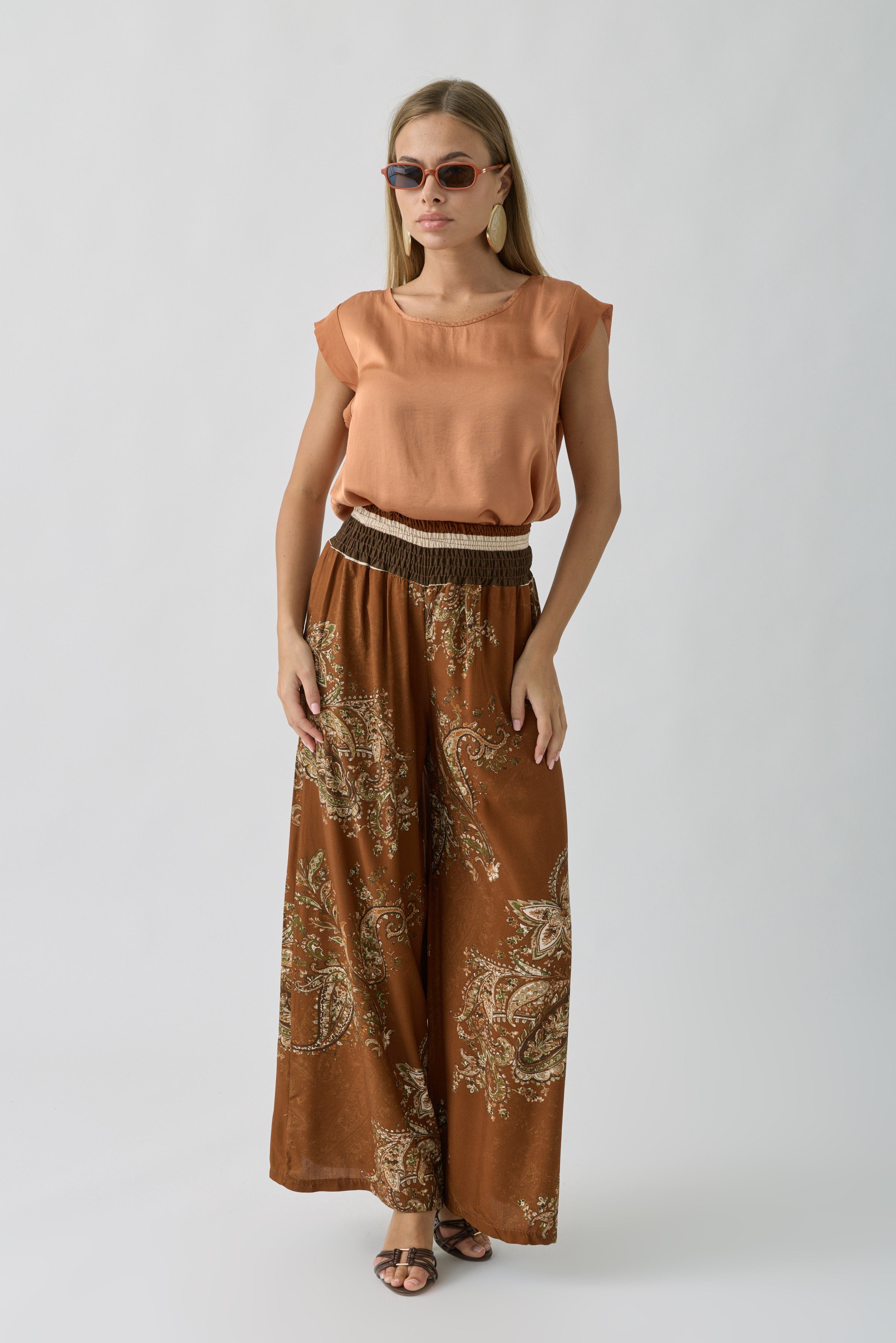Pantalone Fantasia Cashmere Coccio|Colore:Coccio