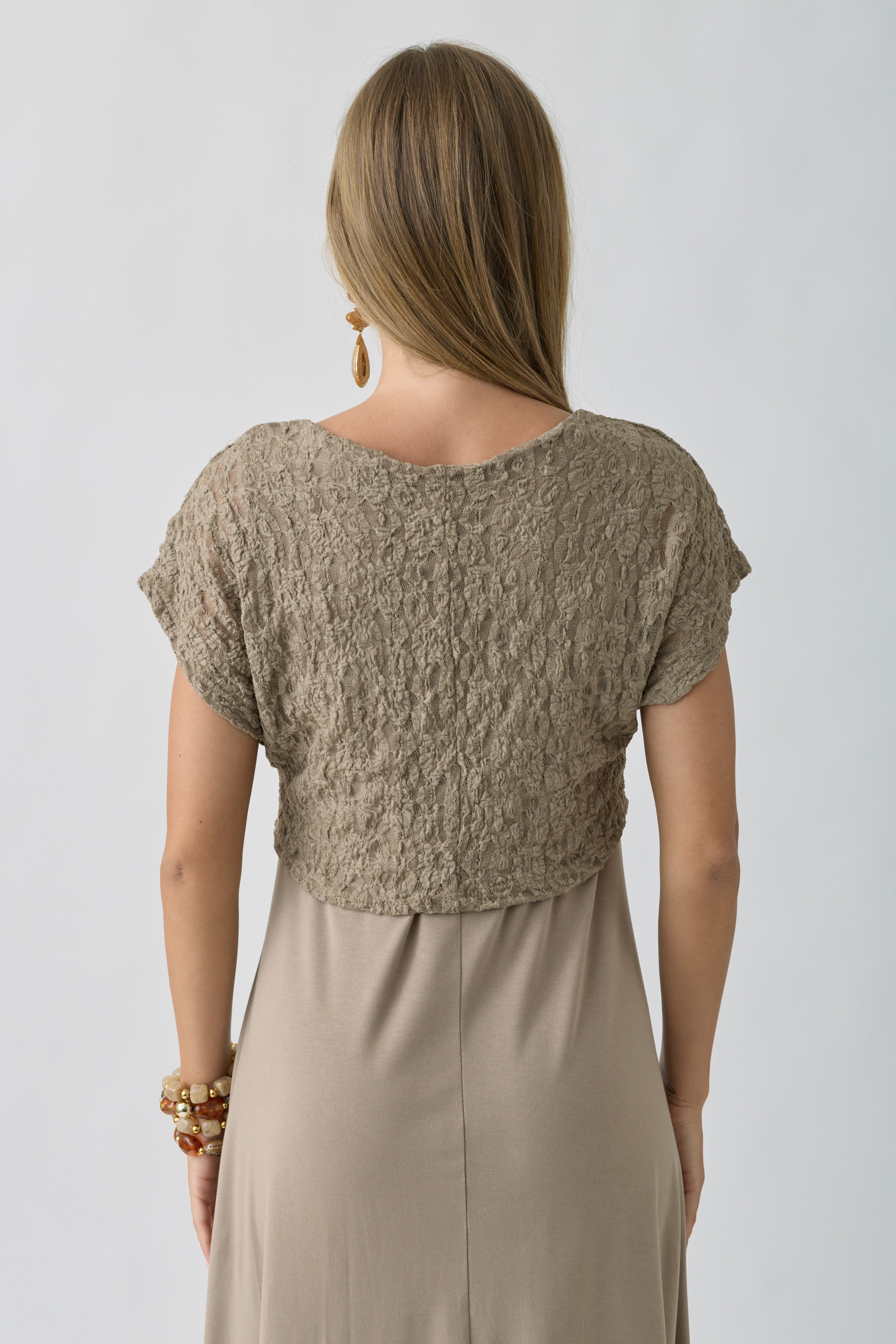 Abito Combinato Pizzo fango|Colore:Fango