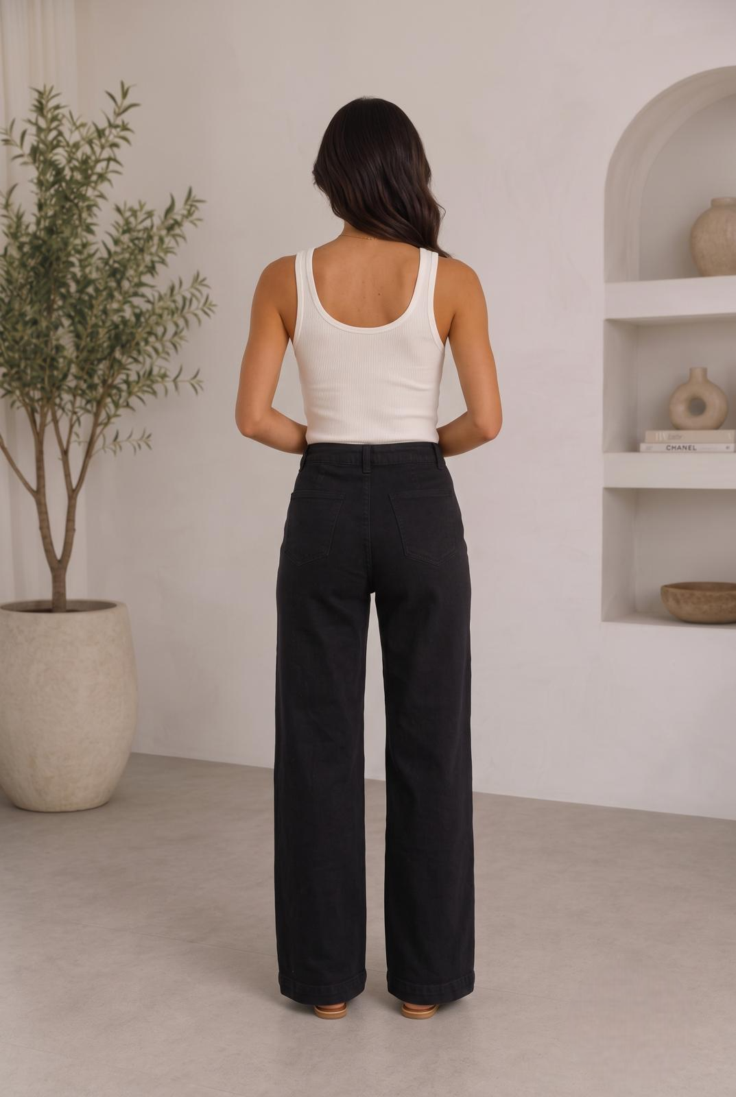 Pantalone Dritto Con Tasche nero|Colore:Nero