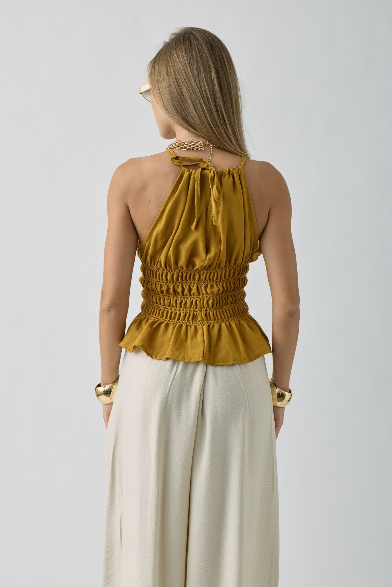 Top Con Arriccio ocra|Colore:Ocra