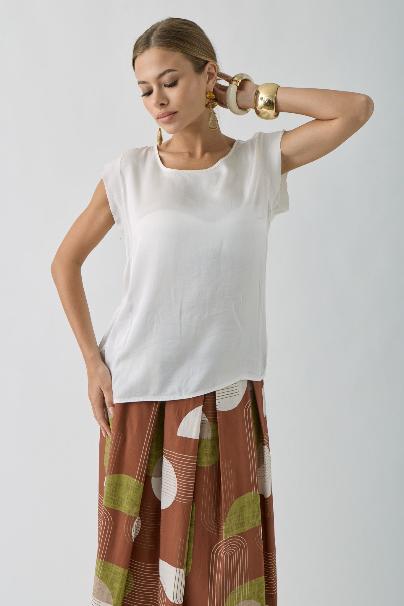 Blusa Manica Velata Bianco|Colore:Bianco