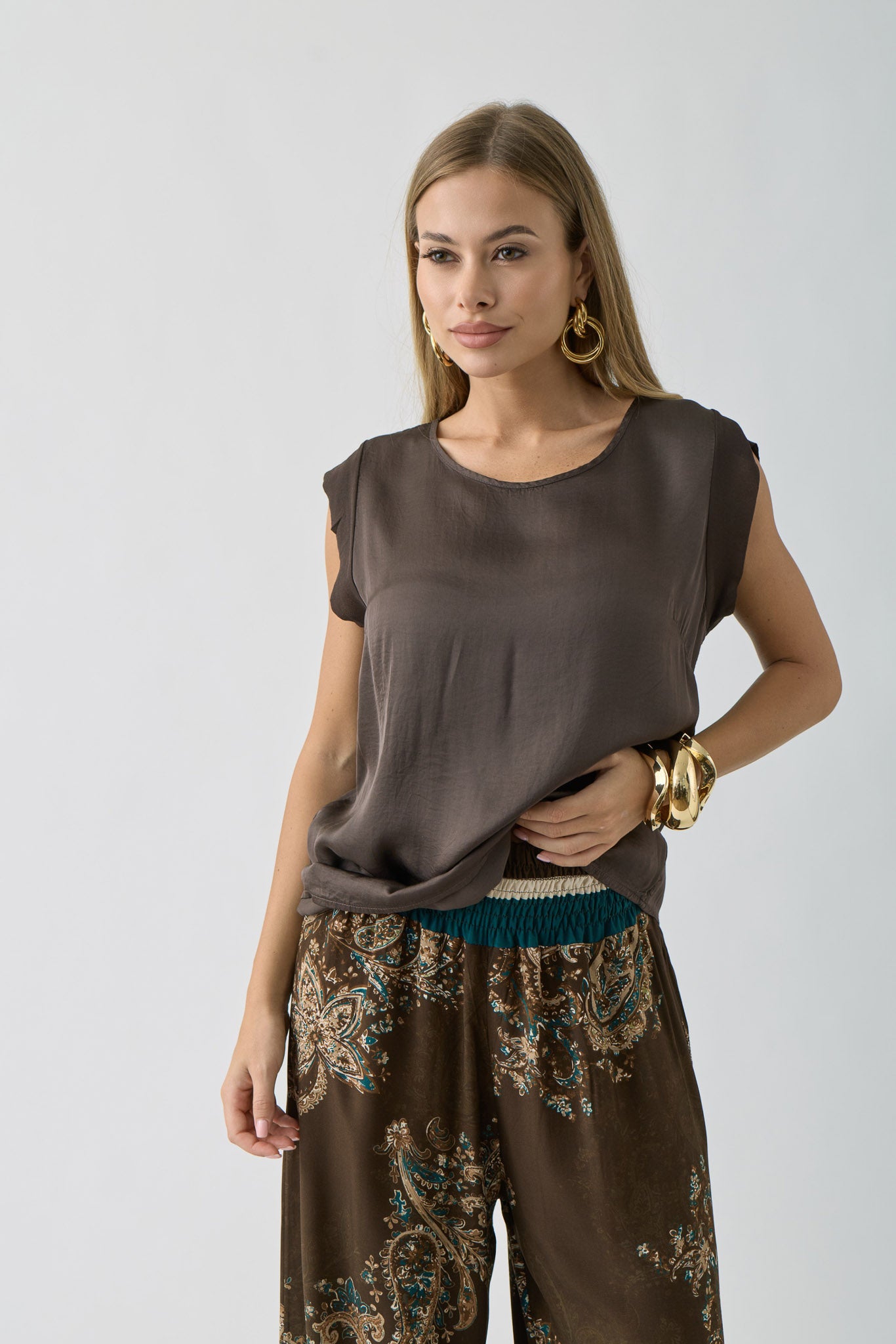 Blusa Manica Velata Testa di moro|Colore:Testa di moro