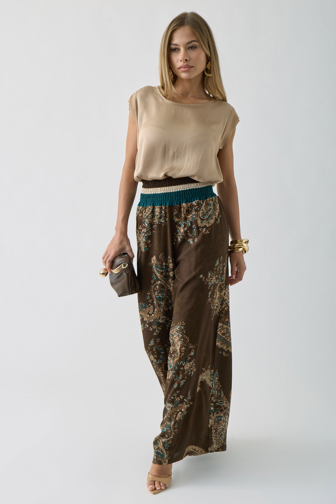 Pantalone Fantasia Cashmere Testa di moro|Colore:Testa di moro