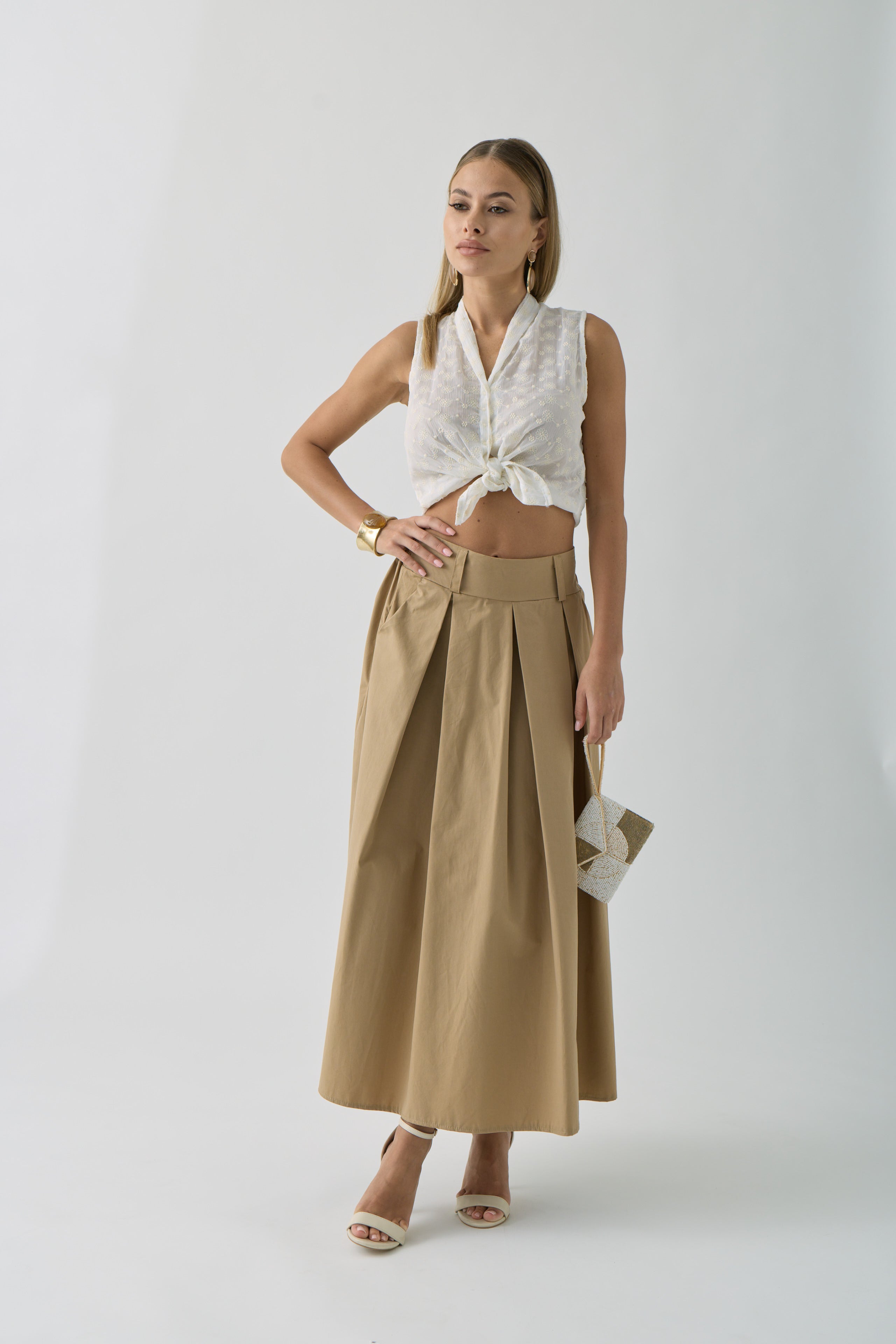 Gonna Con Tasche Cammello|Colore:Cammello