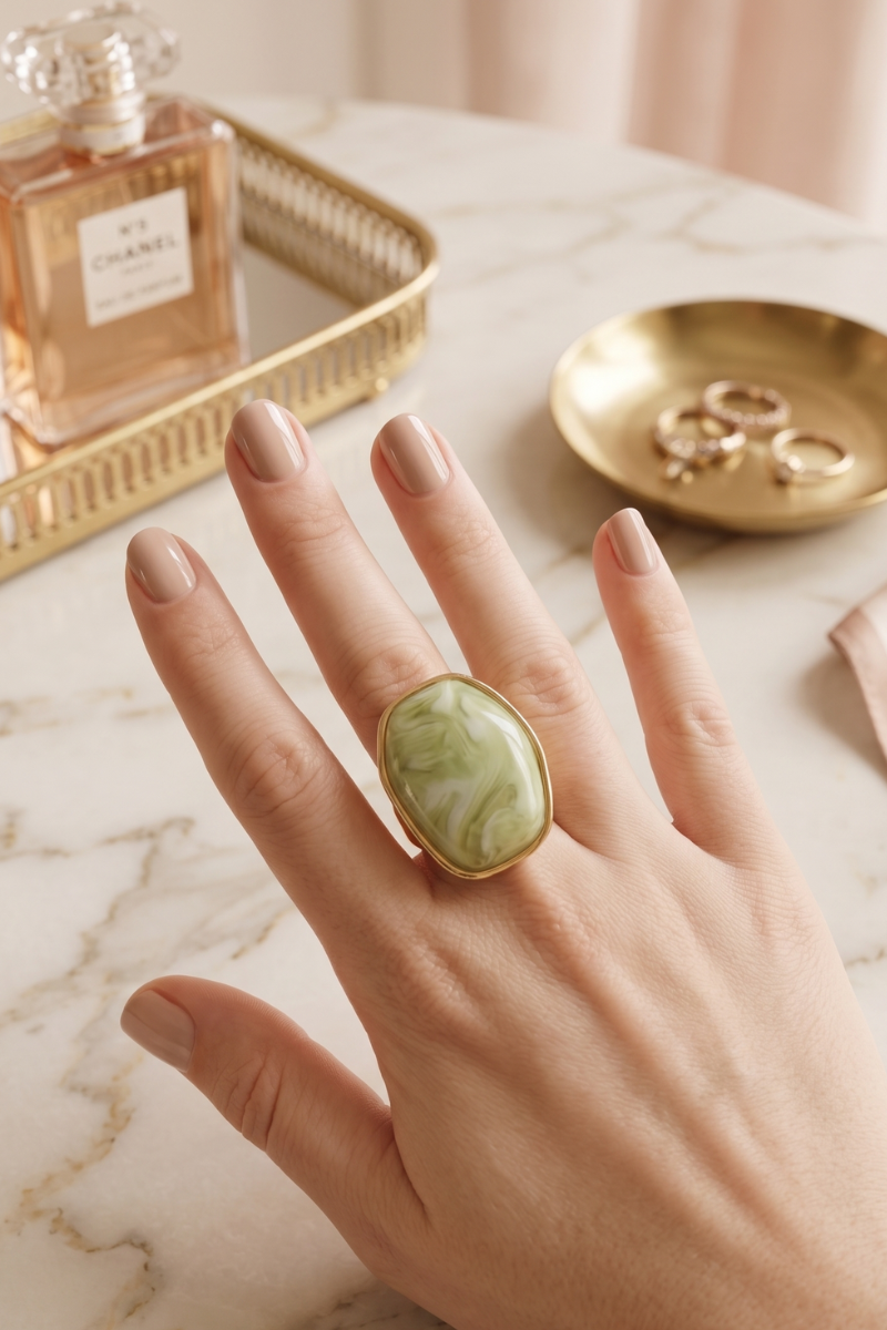 Anello Pietra verde chiaro|Colore:Verde chiaro