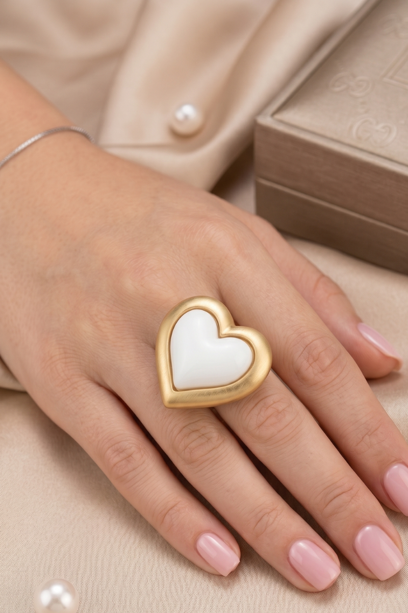 Anello Cuore bianco|Colore:Bianco