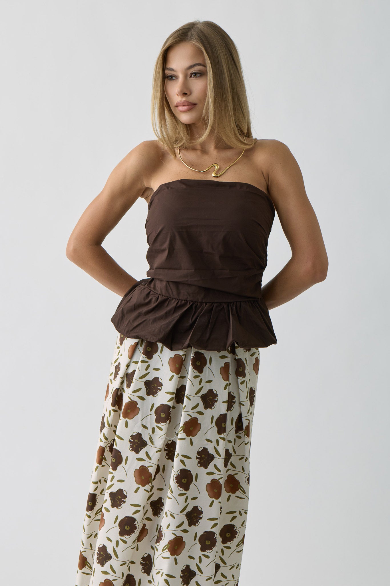Top Con Drappeggio testa di moro|Colore:Testa di moro
