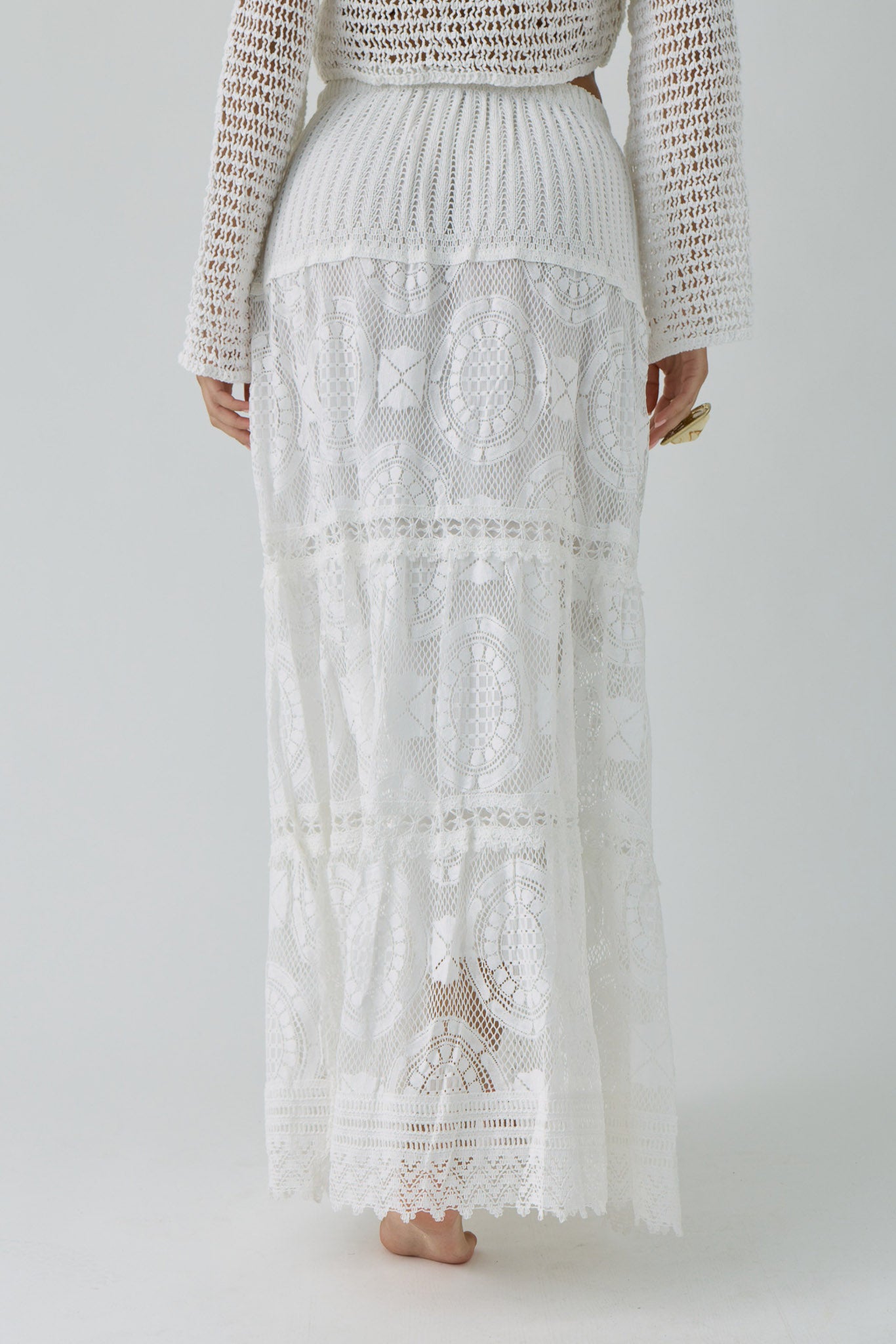 Gonna Macramè bianco|Colore:Bianco