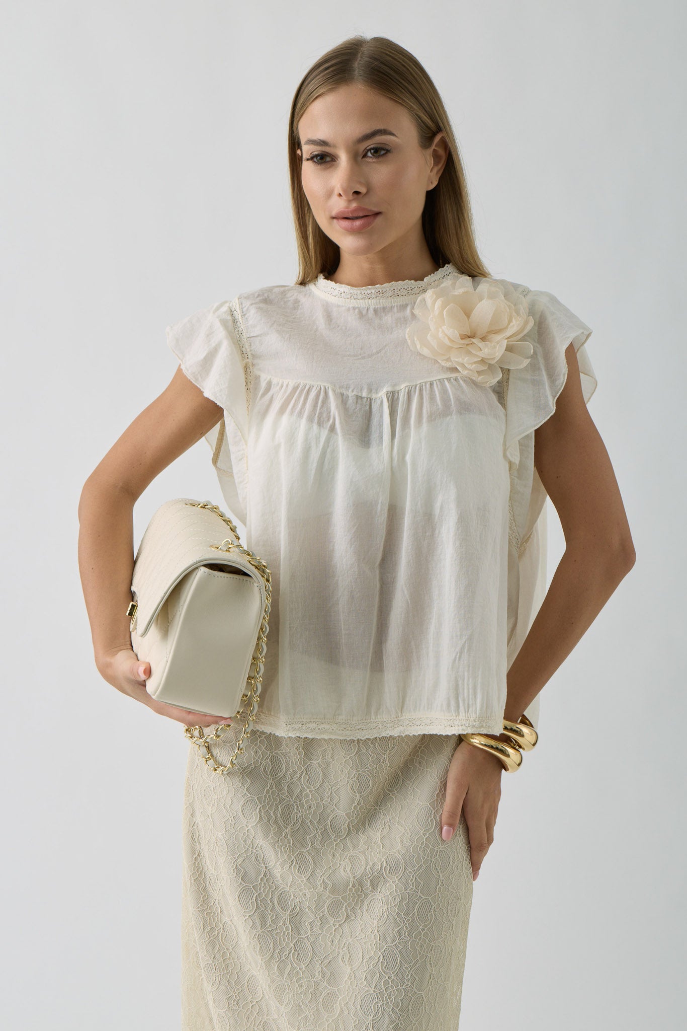 Blusa Macramè Anita burro|Colore:Burro