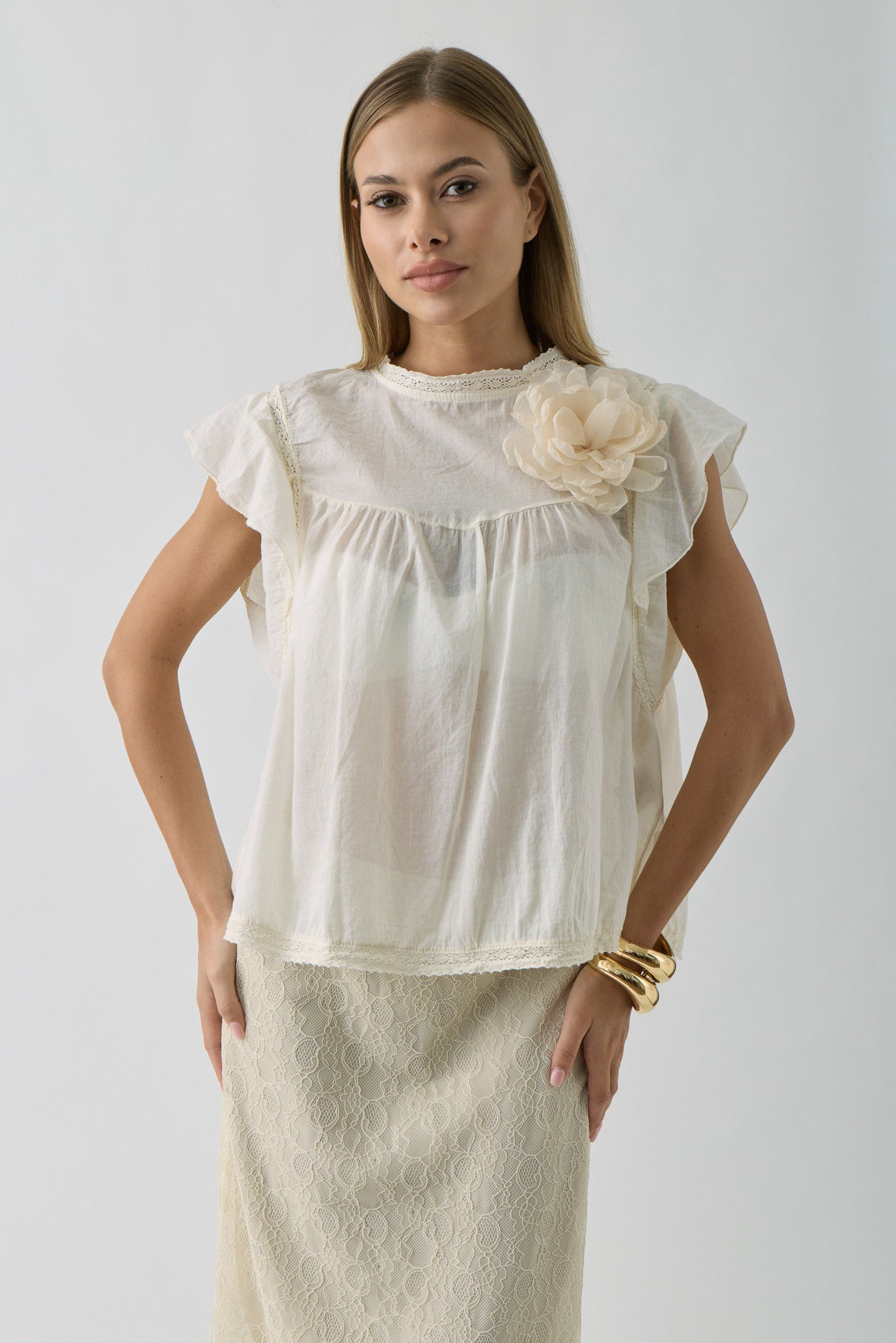 Blusa Macramè Anita burro|Colore:Burro