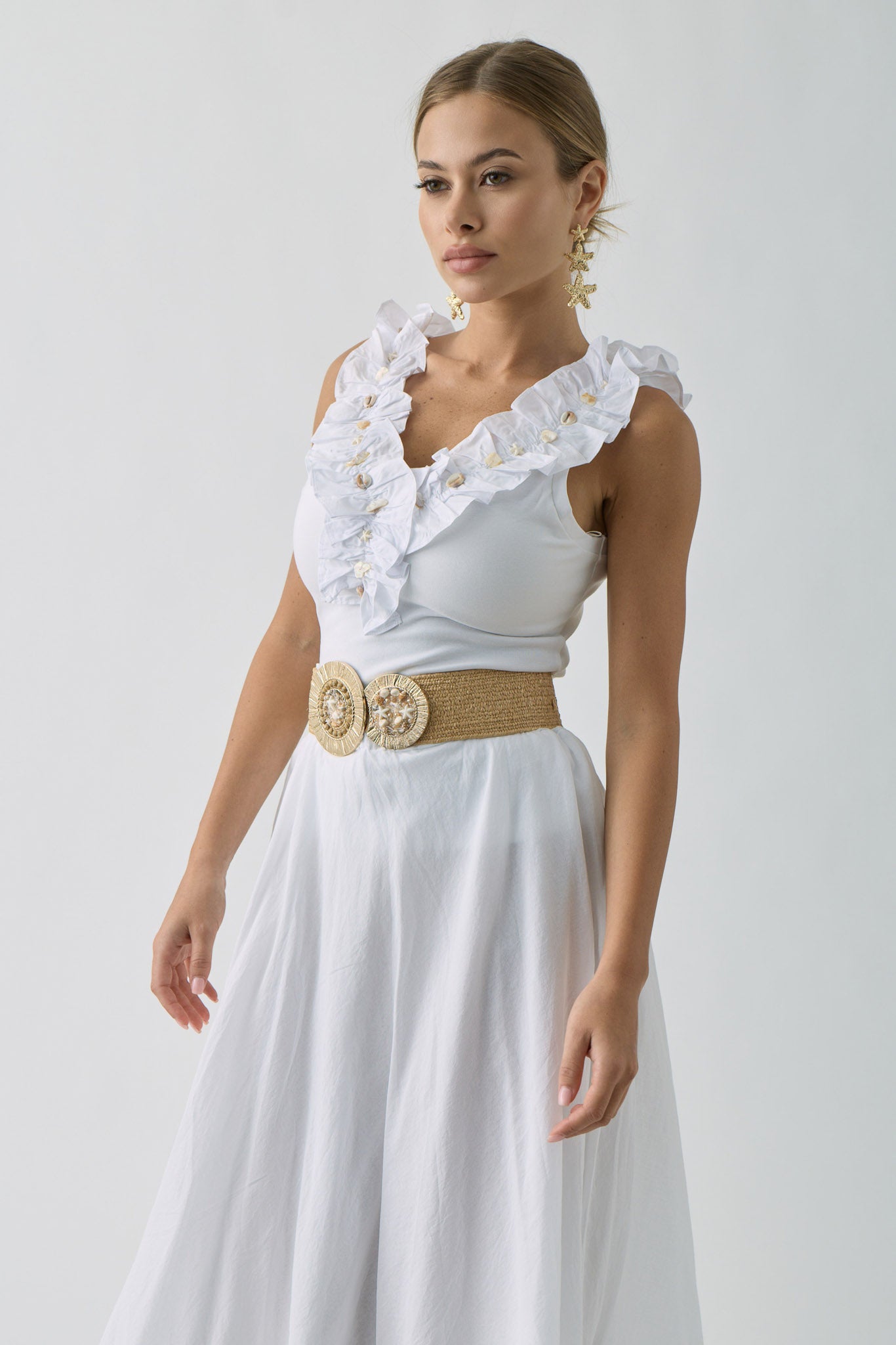Top Conchiglie bianco|Colore:Bianco