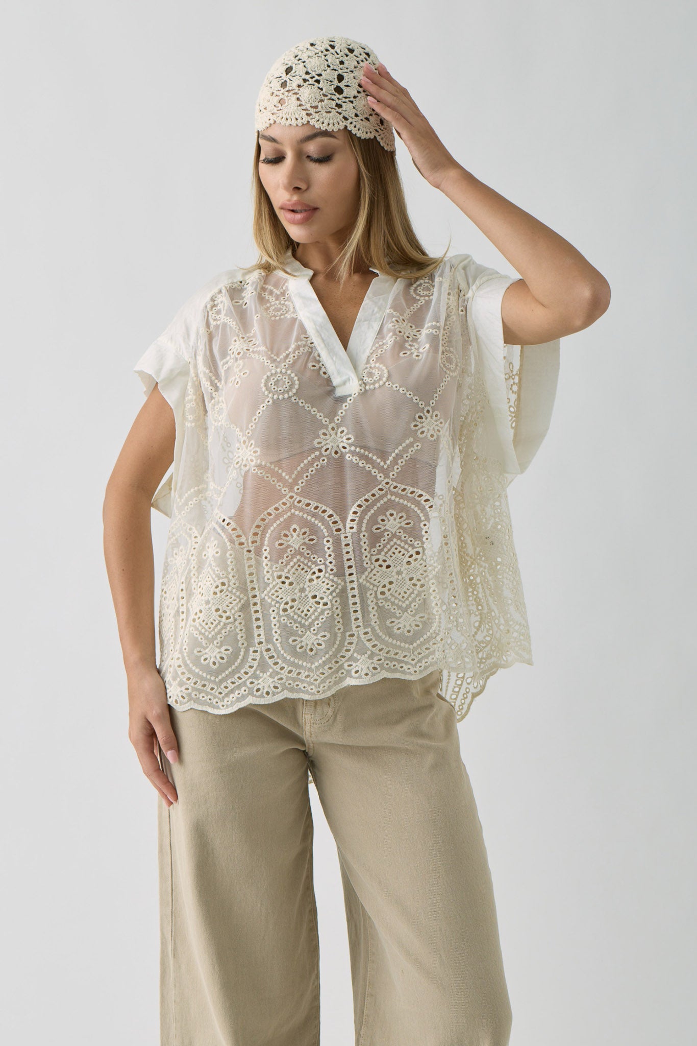 Blusa Traforata burro|Colore:Burro
