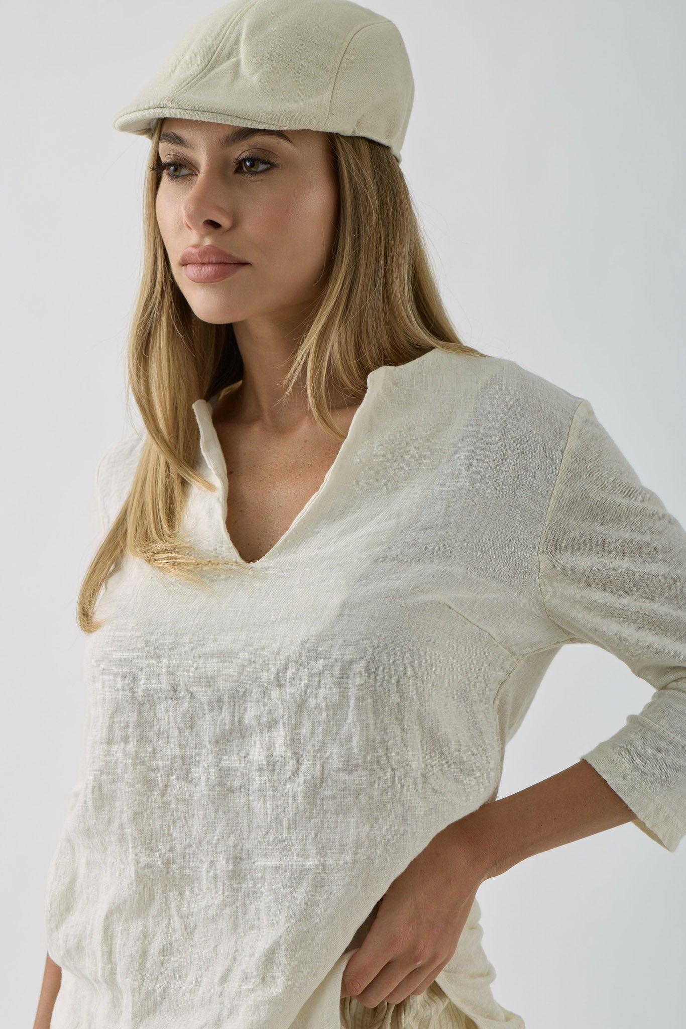Blusa In Lino beige|Colore:Beige