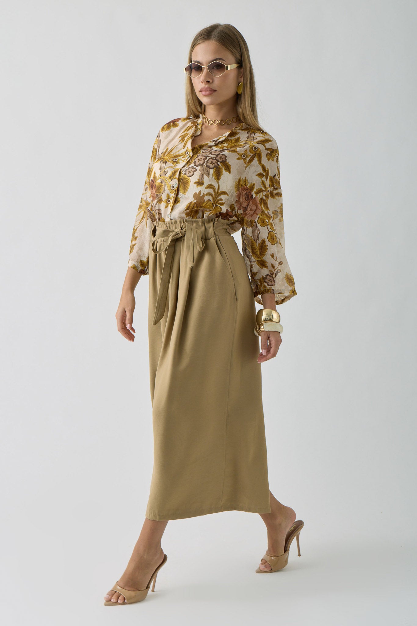 Pantalone Palazzo Cropped cammello|Colore:Cammello
