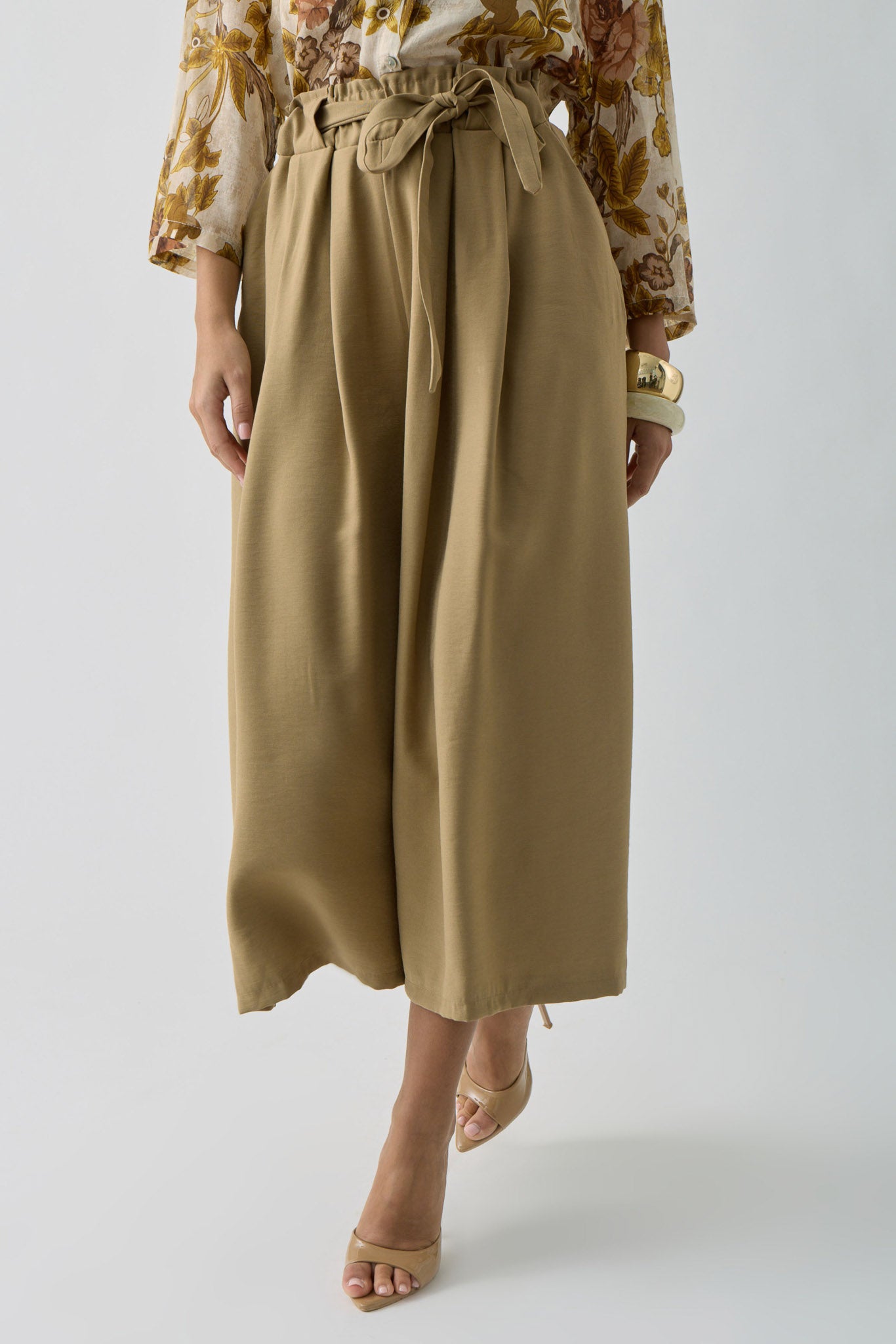 Pantalone Palazzo Cropped cammello|Colore:Cammello