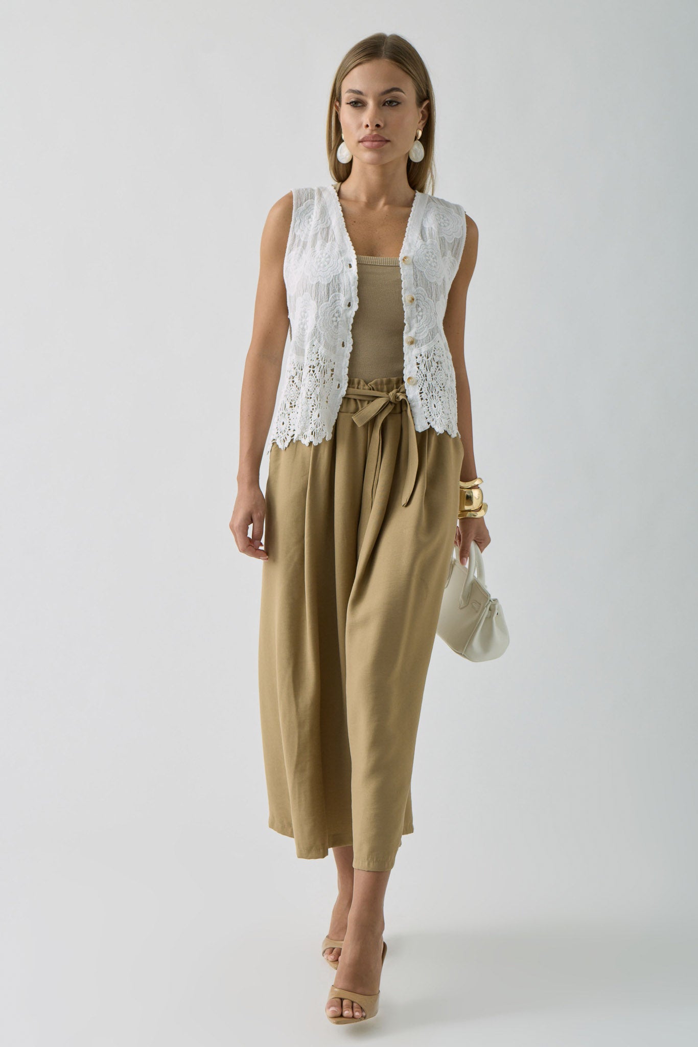 Pantalone Palazzo Cropped cammello|Colore:Cammello