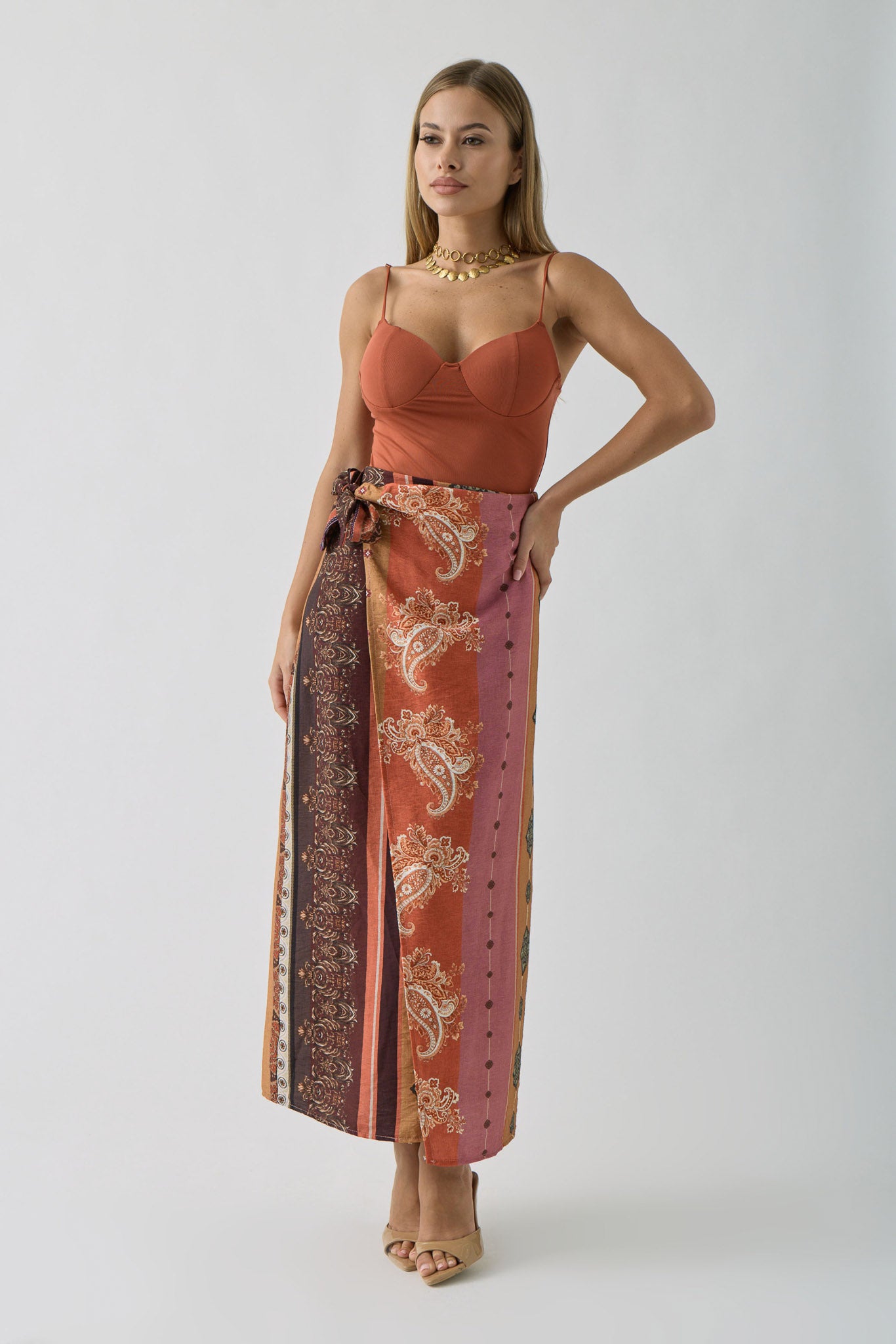 Gonna Fantasia Cashmere coccio|Colore:Coccio