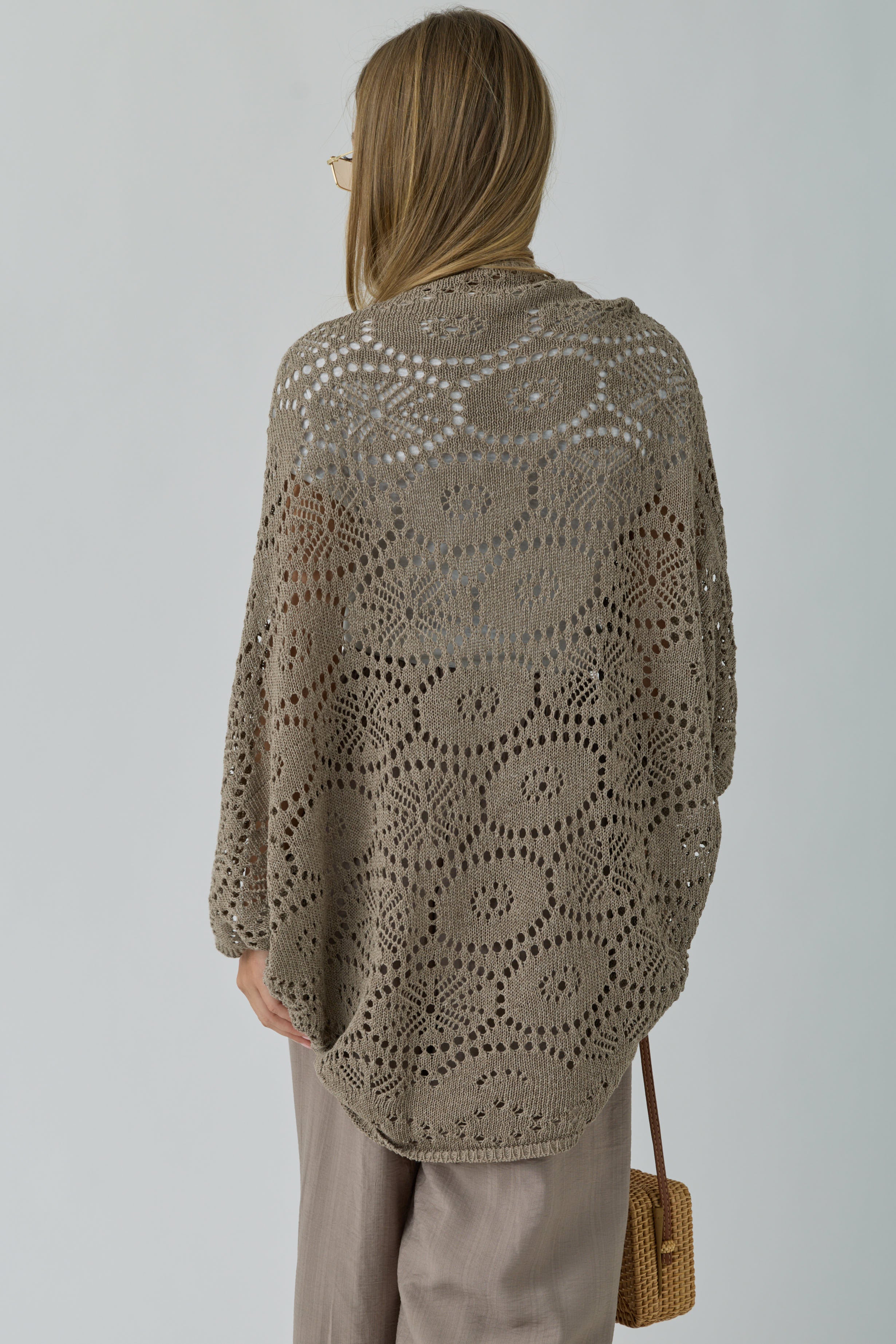 Cardigan Traforato Fango|Colore:Fango