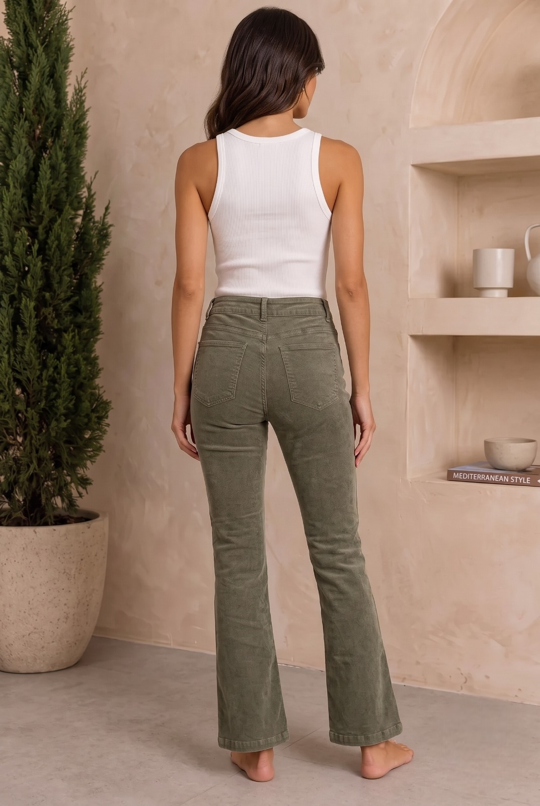 Pantalone Zampa Fascia Verde militare|Colore:Verde militare