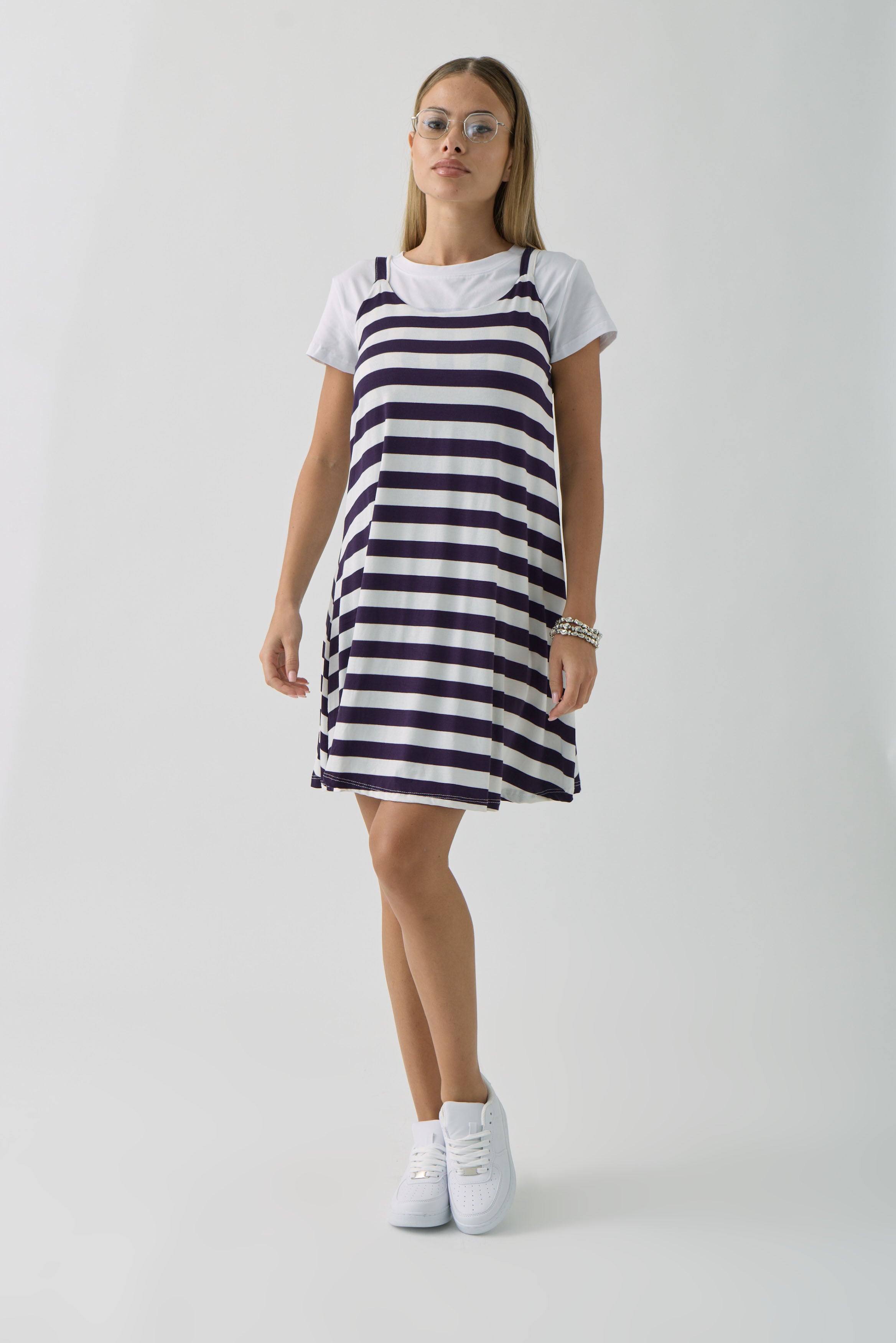 Abito A Righe blu|Colore:Blu