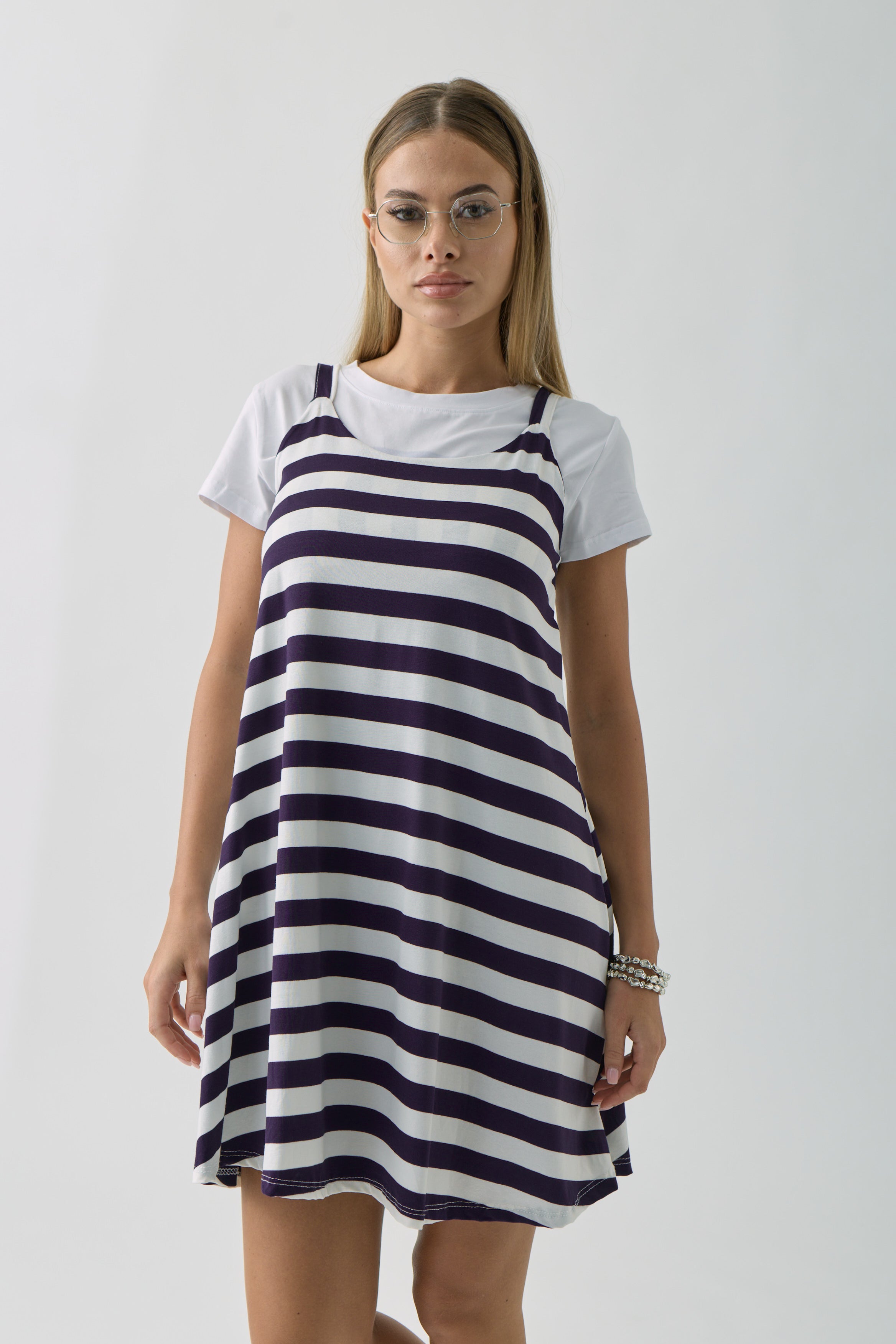 Abito A Righe blu|Colore:Blu