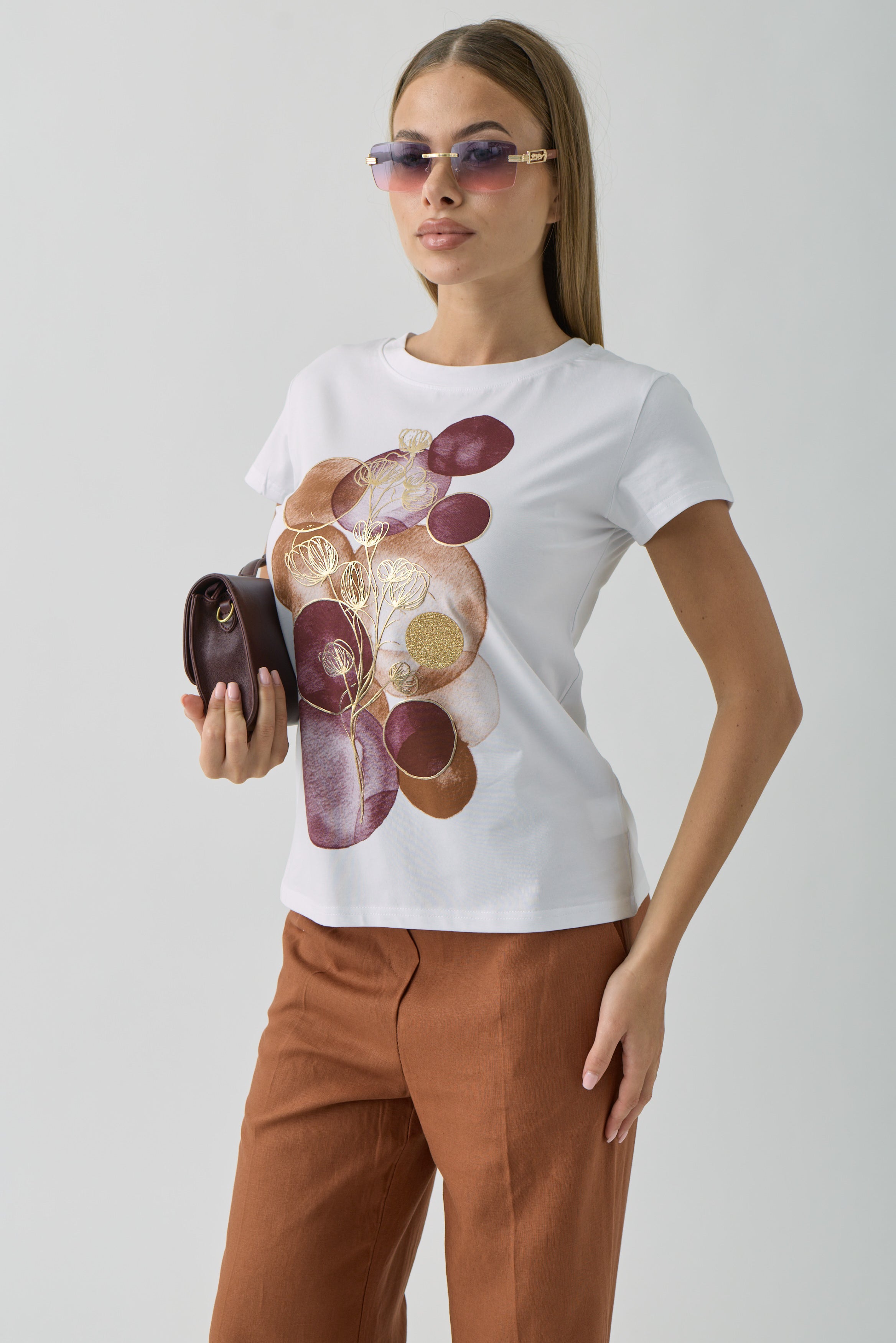T-Shirt Flower bordeaux|Colore:Bordeaux