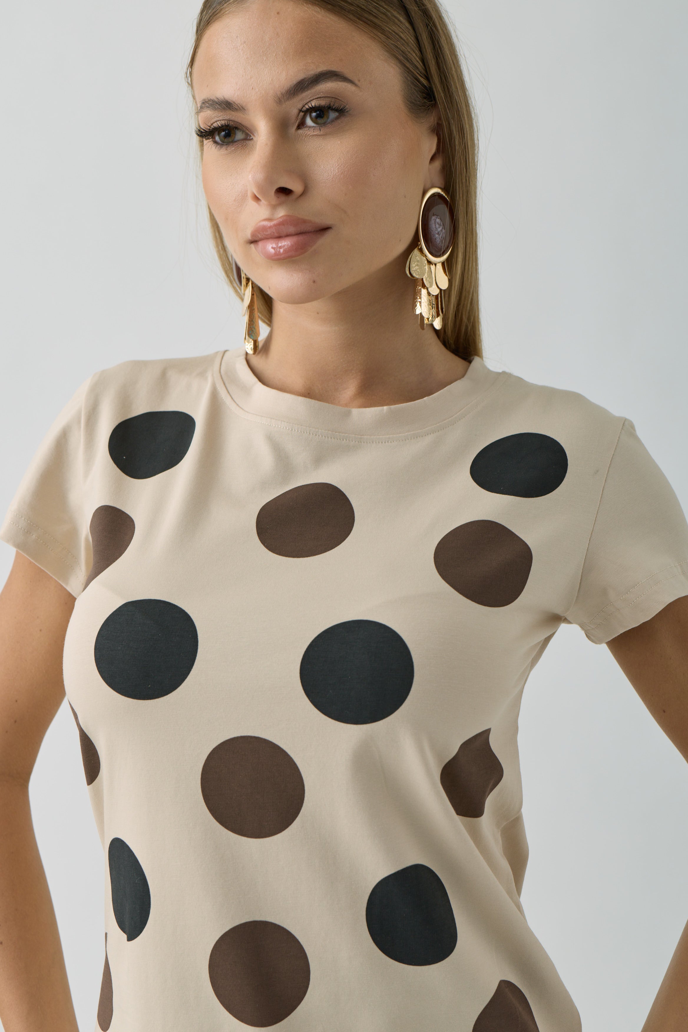 T-Shirt Pois beige|Colore:Beige