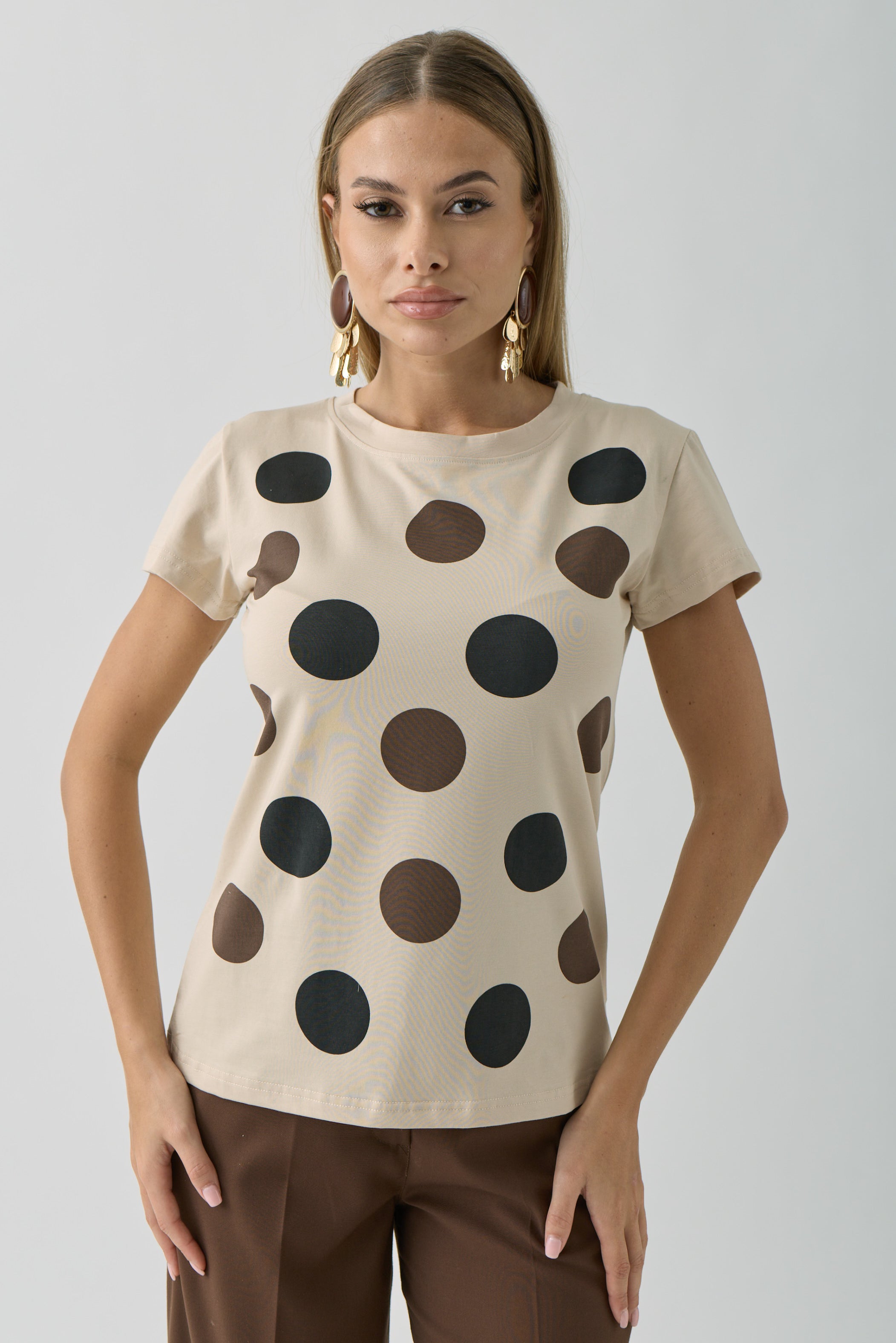 T-Shirt Pois beige|Colore:Beige